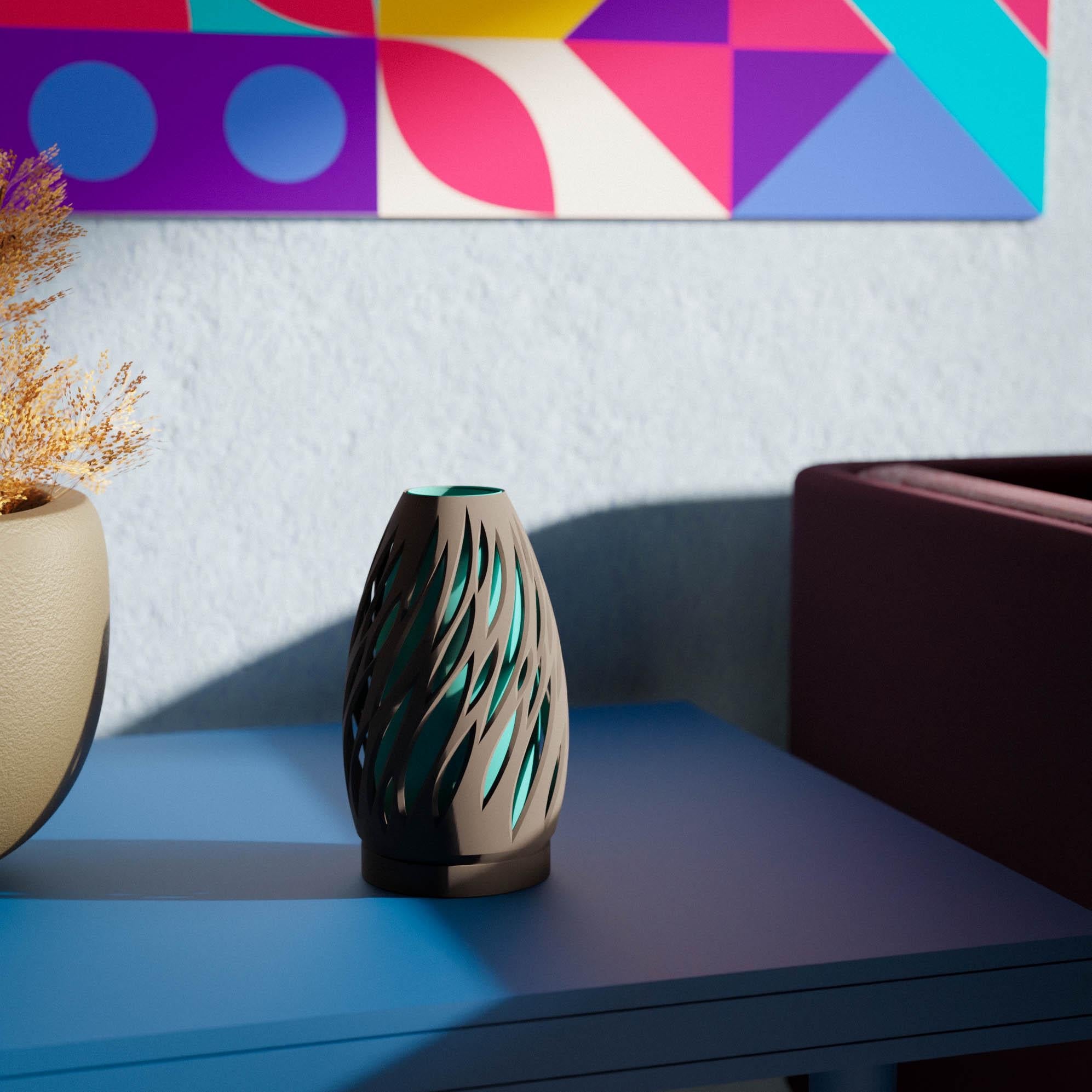 Spectra Lampe – Handgefertigte Tischlampe mit Flammendesign – – Farbe wählbar – Stimmungsvolle Beleuchtung. Auch für den Nachttisch geeignet Fehn-factory.de