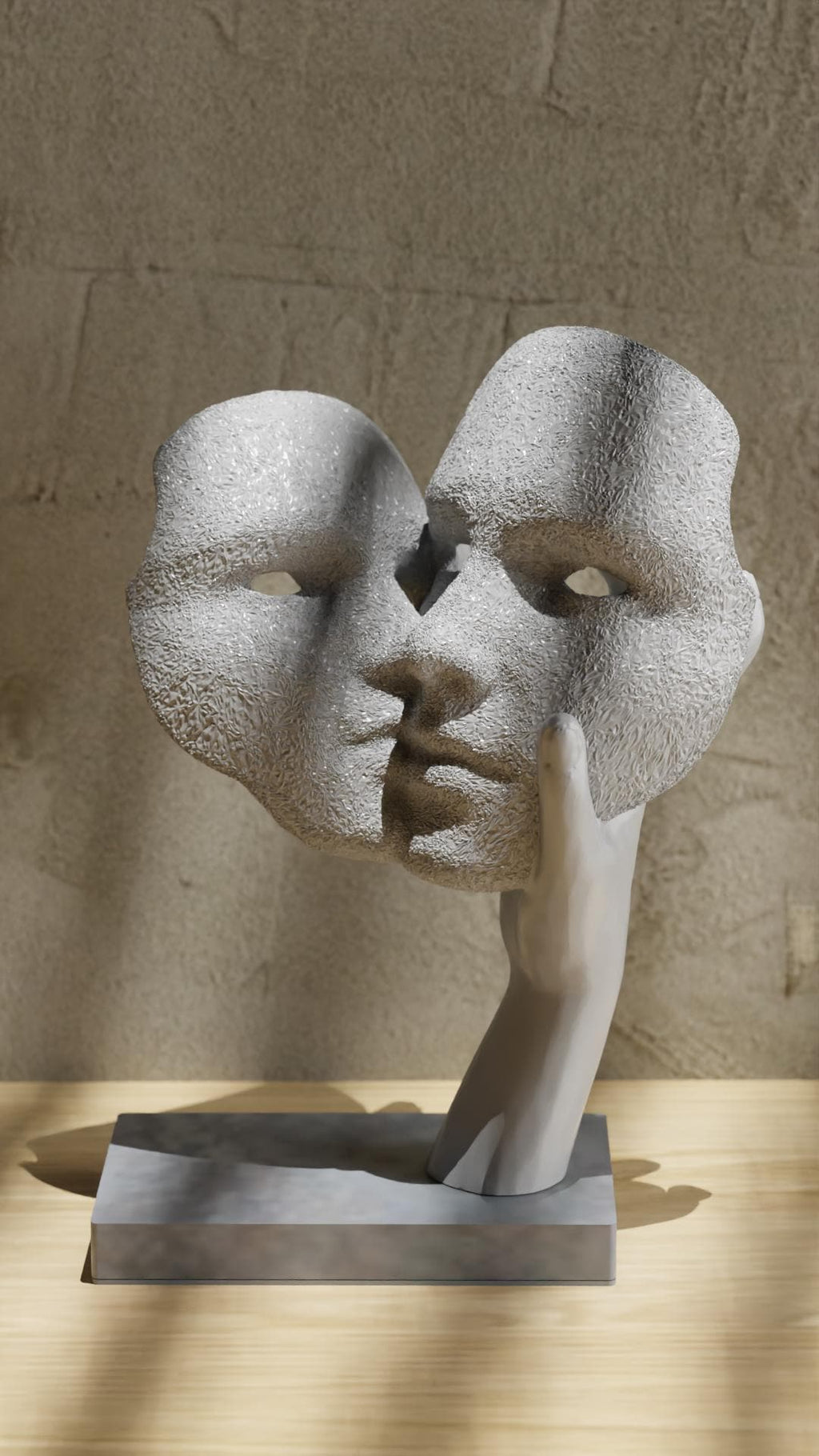 Deko-Skulptur „NOFACES“ – Moderne Gesichts-Skulptur mit Hand Fehn-factory.de