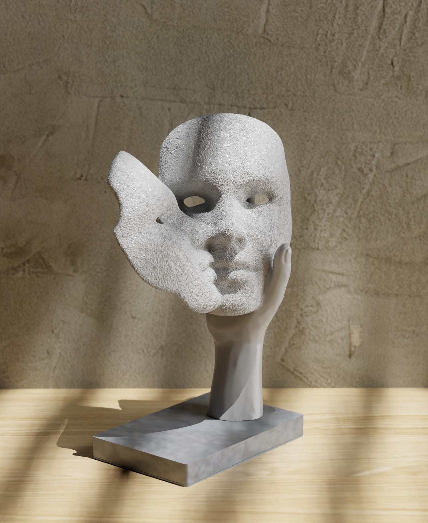 Deko-Skulptur „NOFACES“ – Moderne Gesichts-Skulptur mit Hand Fehn-factory.de