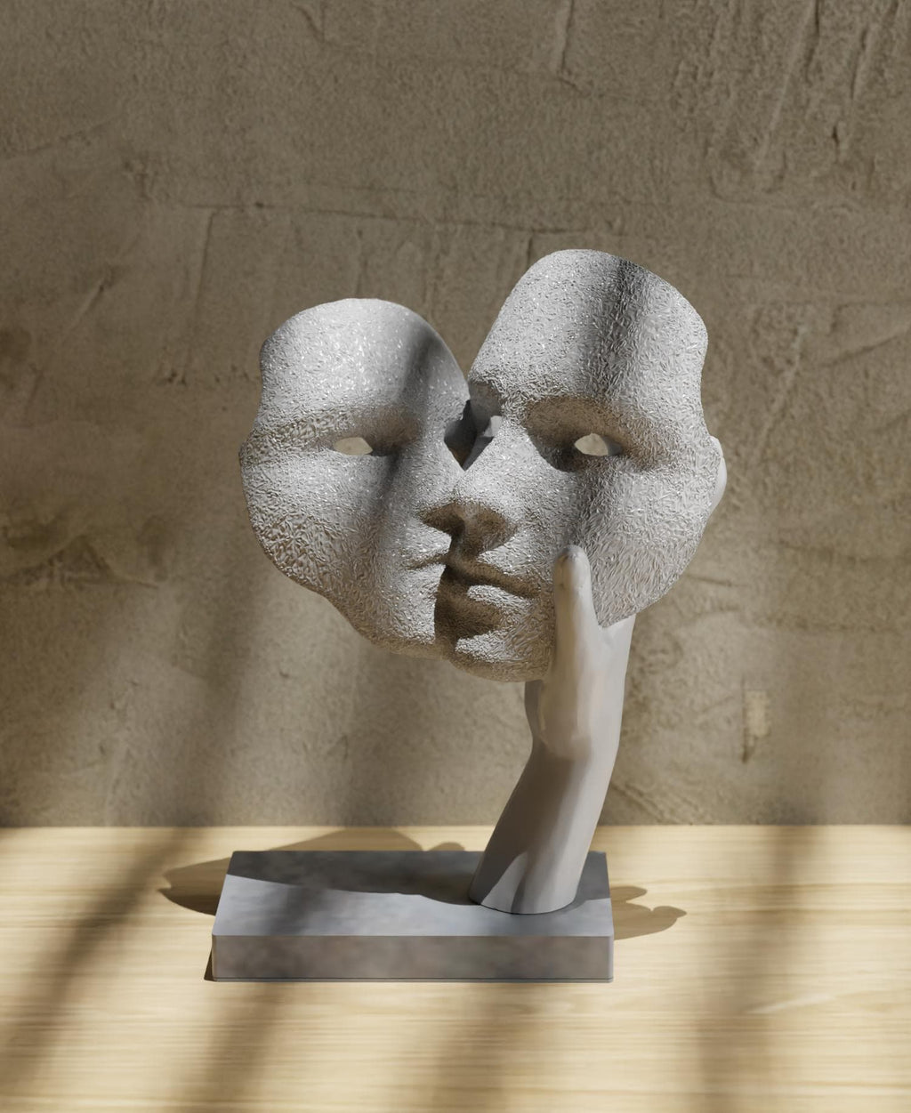 Deko-Skulptur „NOFACES“ – Moderne Gesichts-Skulptur mit Hand Fehn-factory.de