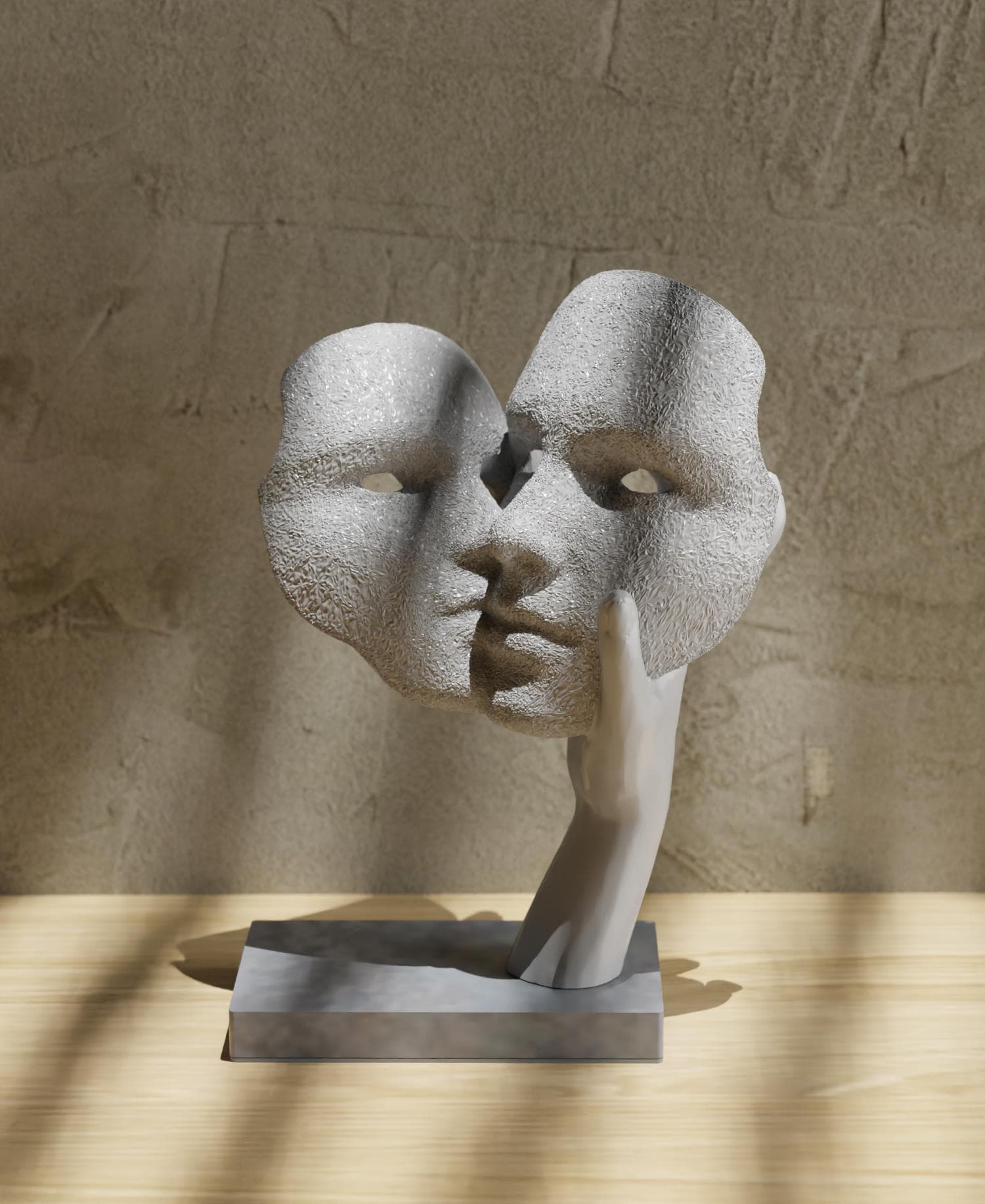 Deko-Skulptur „NOFACES“ – Moderne Gesichts-Skulptur mit Hand Fehn-factory.de