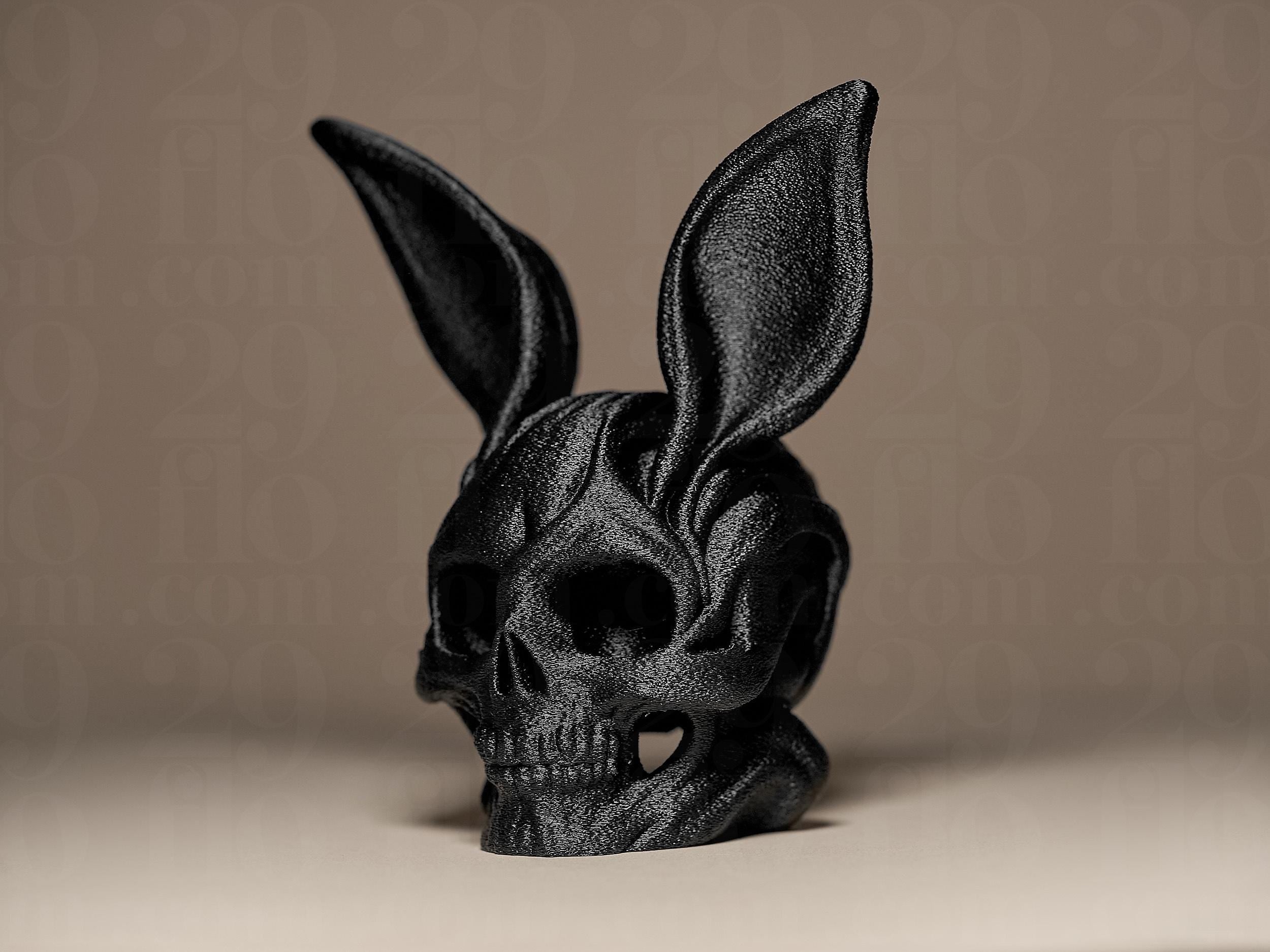 Skull Bunny Figurine – Schädel Hase Dekofigur in Schwarz | Halloween & Gothic Dekoration Fehn-factory.de