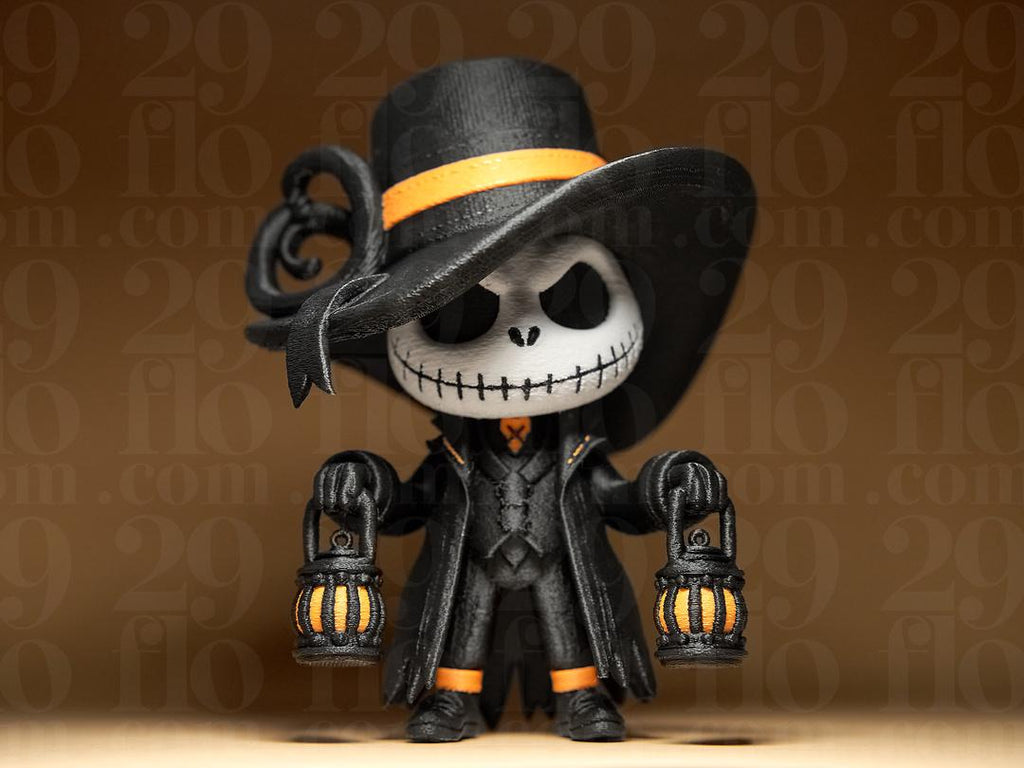 Nach Art von Jack Skellington Figurine – Halloween Deko Figur mit Laternen | Gothic & Spooky Sammlerfigur Fehn-factory.de