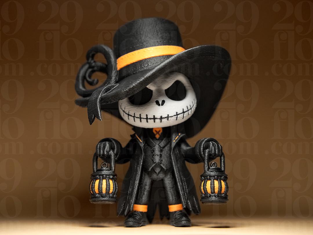Nach Art von Jack Skellington Figurine – Halloween Deko Figur mit Laternen | Gothic & Spooky Sammlerfigur Fehn-factory.de