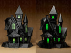 Haunted House Figurine – mit leuchtenden Fenster - Gruseliges Geisterhaus in Schwarz | Halloween Deko & Gothic Miniatur Fehn-factory.de