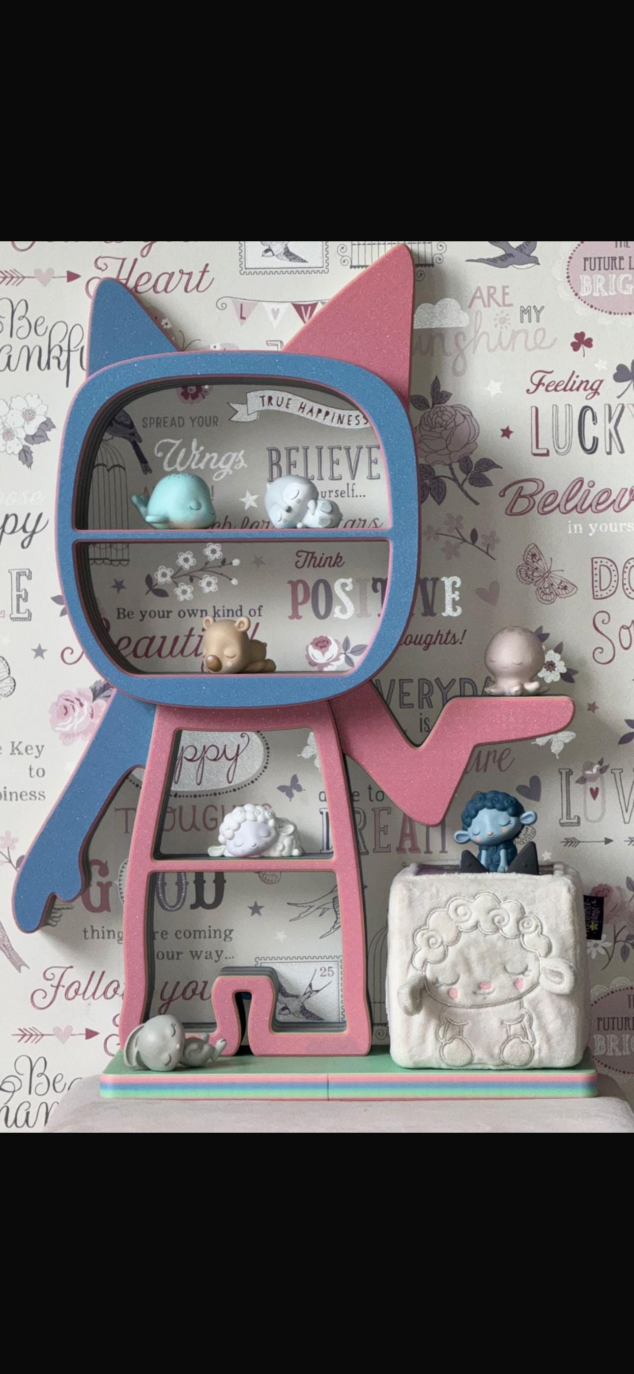 Tonie Regal 60x40 cm mit Toniebox 2  Halter | Kinderzimmer Regal | Figuren Aufbewahrung | Wunschfarbe wählbar. Tonie BOX 2 II