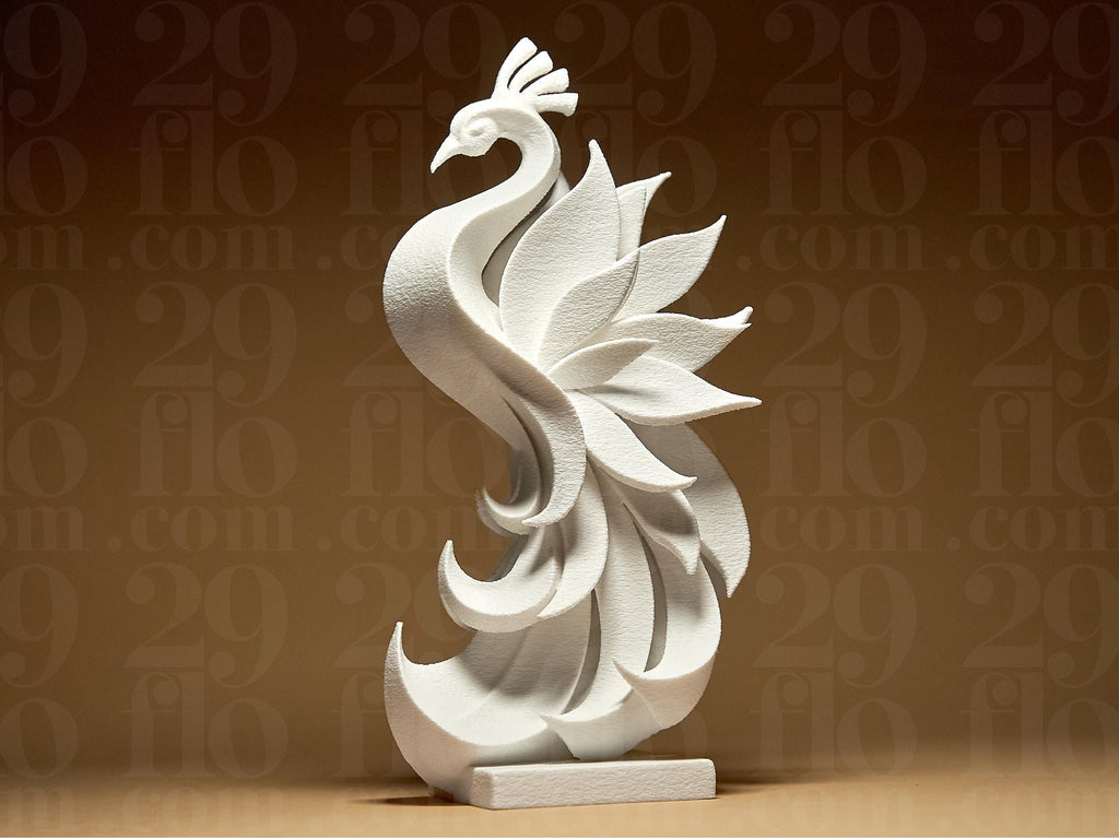 Pfau Statue Dekofigur – Elegante Peacock Skulptur weiß modern – Wohnzimmer Dekoration Figur Fehn-factory.de