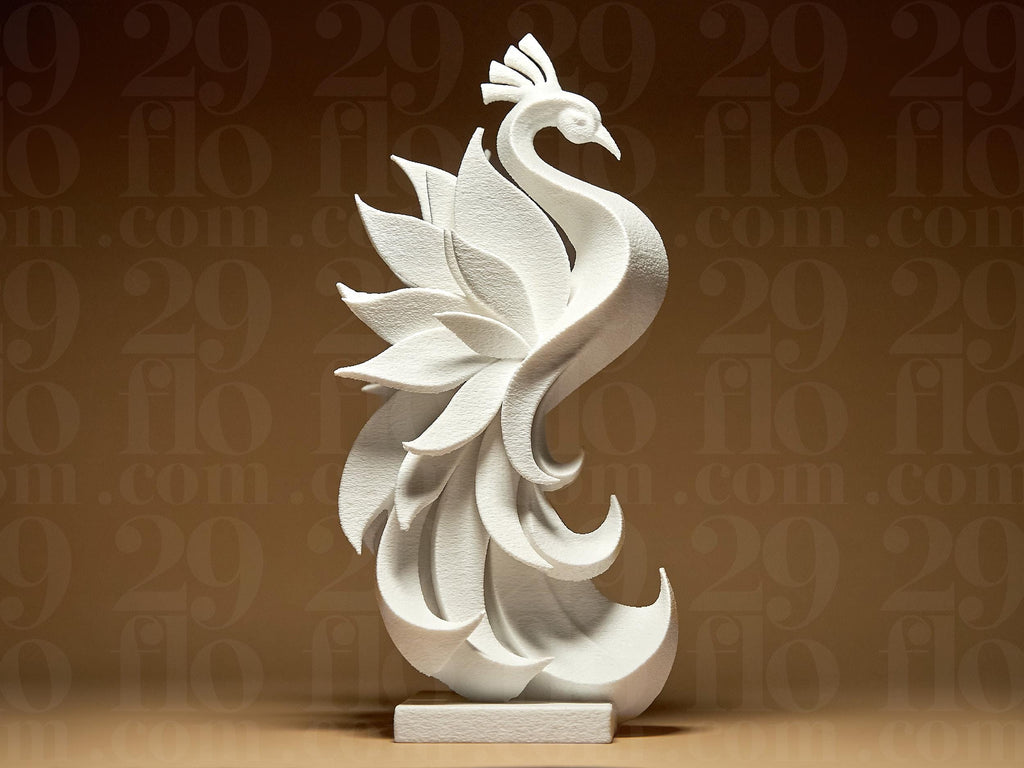 Pfau Statue Dekofigur – Elegante Peacock Skulptur weiß modern – Wohnzimmer Dekoration Figur Fehn-factory.de