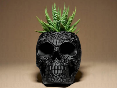 Skull Planter – Schädel Blumentopf in Schwarz | Gothic & Halloween Pflanzgefäß