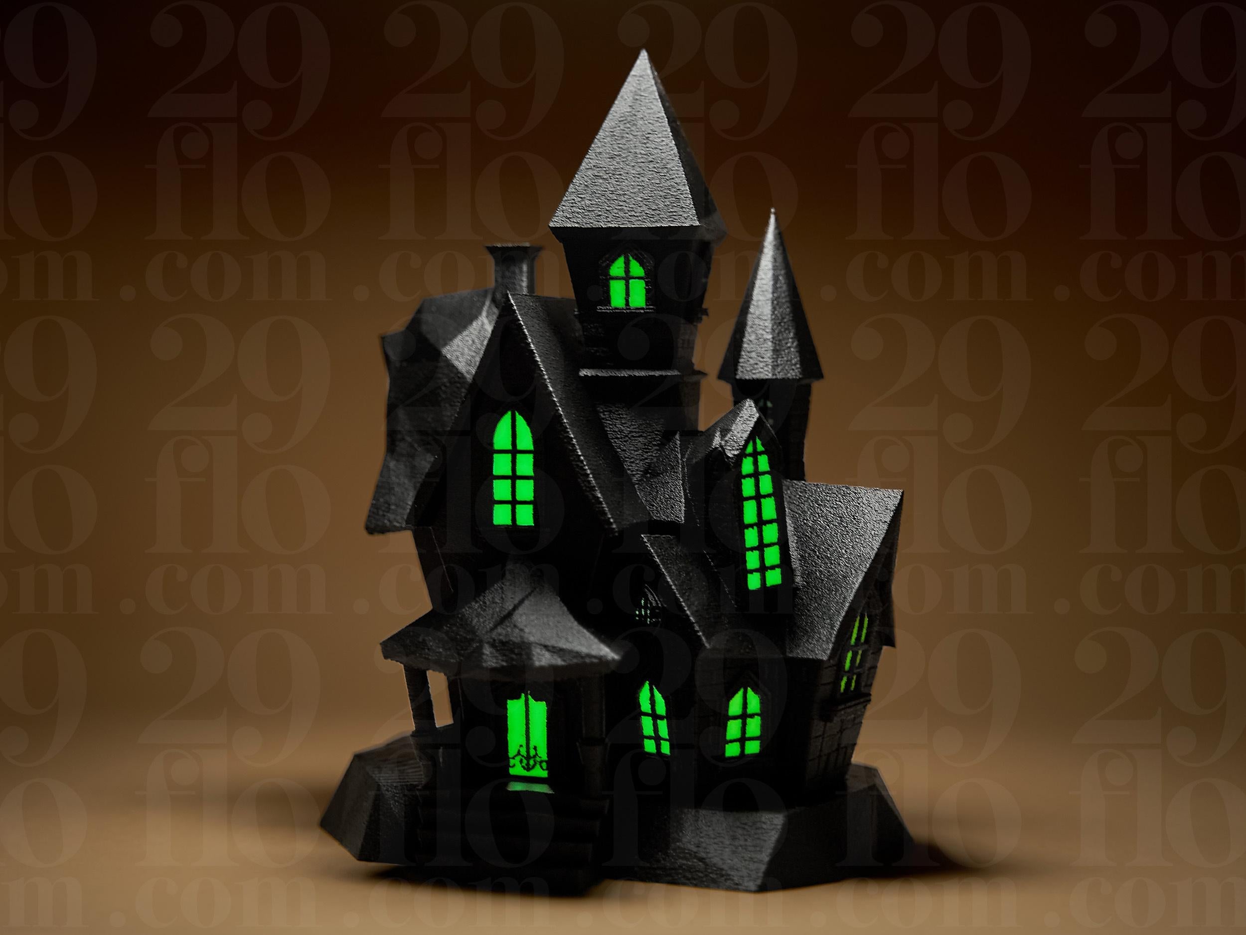 Haunted House Figurine – mit leuchtenden Fenster - Gruseliges Geisterhaus in Schwarz | Halloween Deko & Gothic Miniatur Fehn-factory.de
