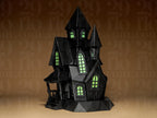 Haunted House Figurine – mit leuchtenden Fenster - Gruseliges Geisterhaus in Schwarz | Halloween Deko & Gothic Miniatur Fehn-factory.de