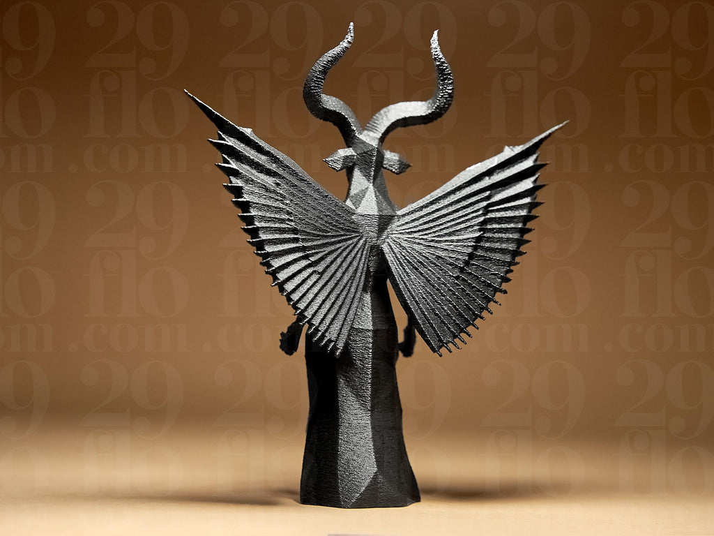 Geometric Daemon Figurine – dunkle Engelsstatue mit Hörnern – moderne Gothic Deko & mystische Skulptur Fehn-factory.de