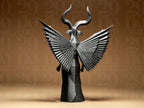 Geometric Daemon Figurine – dunkle Engelsstatue mit Hörnern – moderne Gothic Deko & mystische Skulptur Fehn-factory.de
