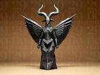 Geometric Daemon Figurine – dunkle Engelsstatue mit Hörnern – moderne Gothic Deko & mystische Skulptur Fehn-factory.de