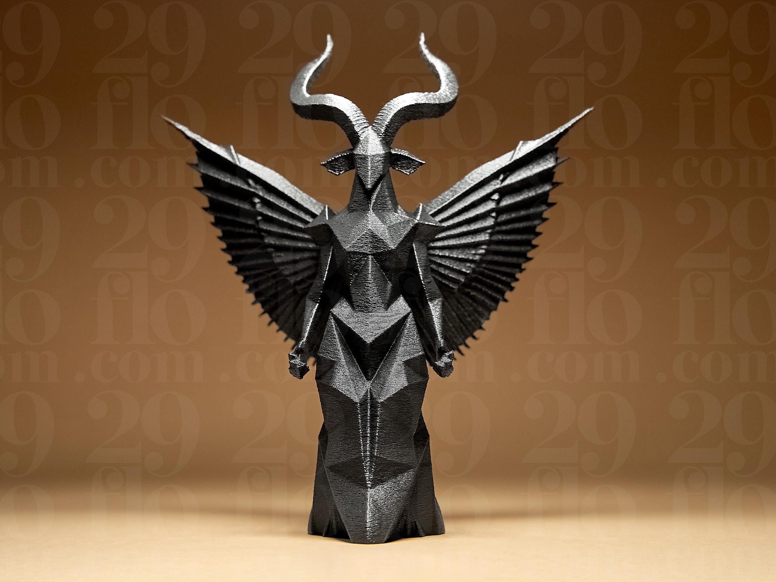 Geometric Daemon Figurine – dunkle Engelsstatue mit Hörnern – moderne Gothic Deko & mystische Skulptur Fehn-factory.de