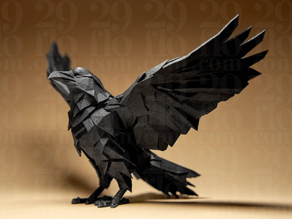 Raven Figur – geometrische Raben Statue für moderne Deko & Halloween Stil Fehn-factory.de