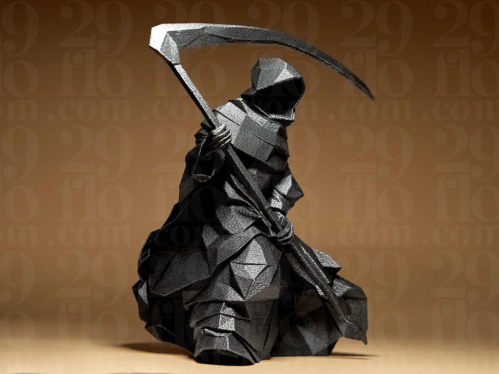 Geometric Grim Reaper – moderne Sensenmann Figur für Halloween & Gothic Deko Fehn-factory.de