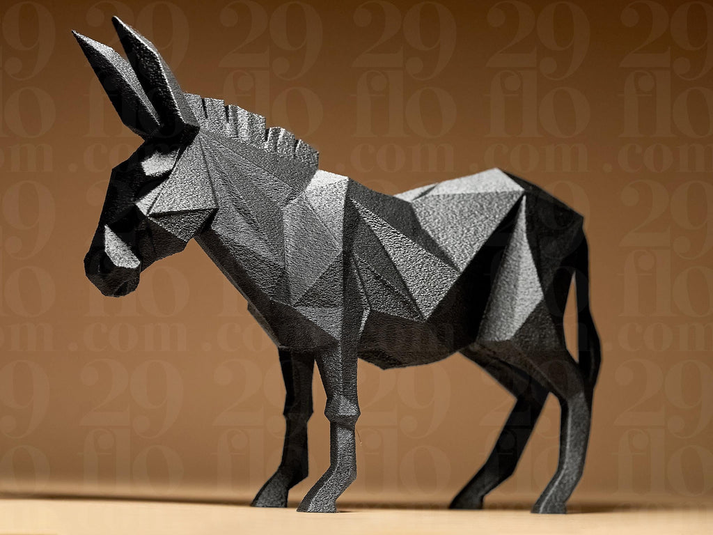 Geometric Donkey Figur – moderner Deko-Esel im Low-Poly-Design | Minimalistische Tierfigur aus 3D-Druck Fehn-factory.de