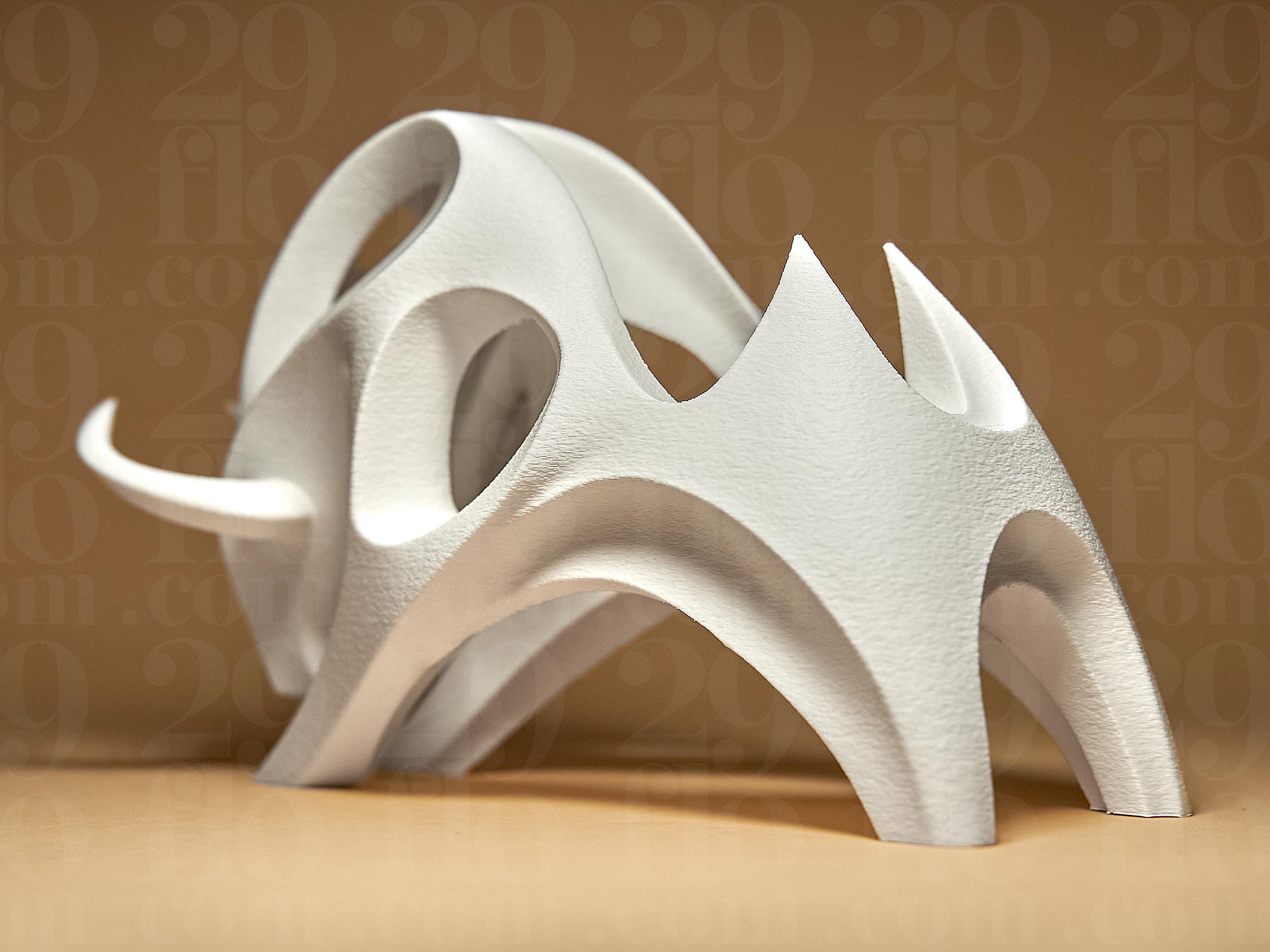 Abstrakte Stier Skulptur – Moderne Dekofigur im minimalistischen Stil | Designobjekt für Büro & Wohnzimmer Fehn-factory.de