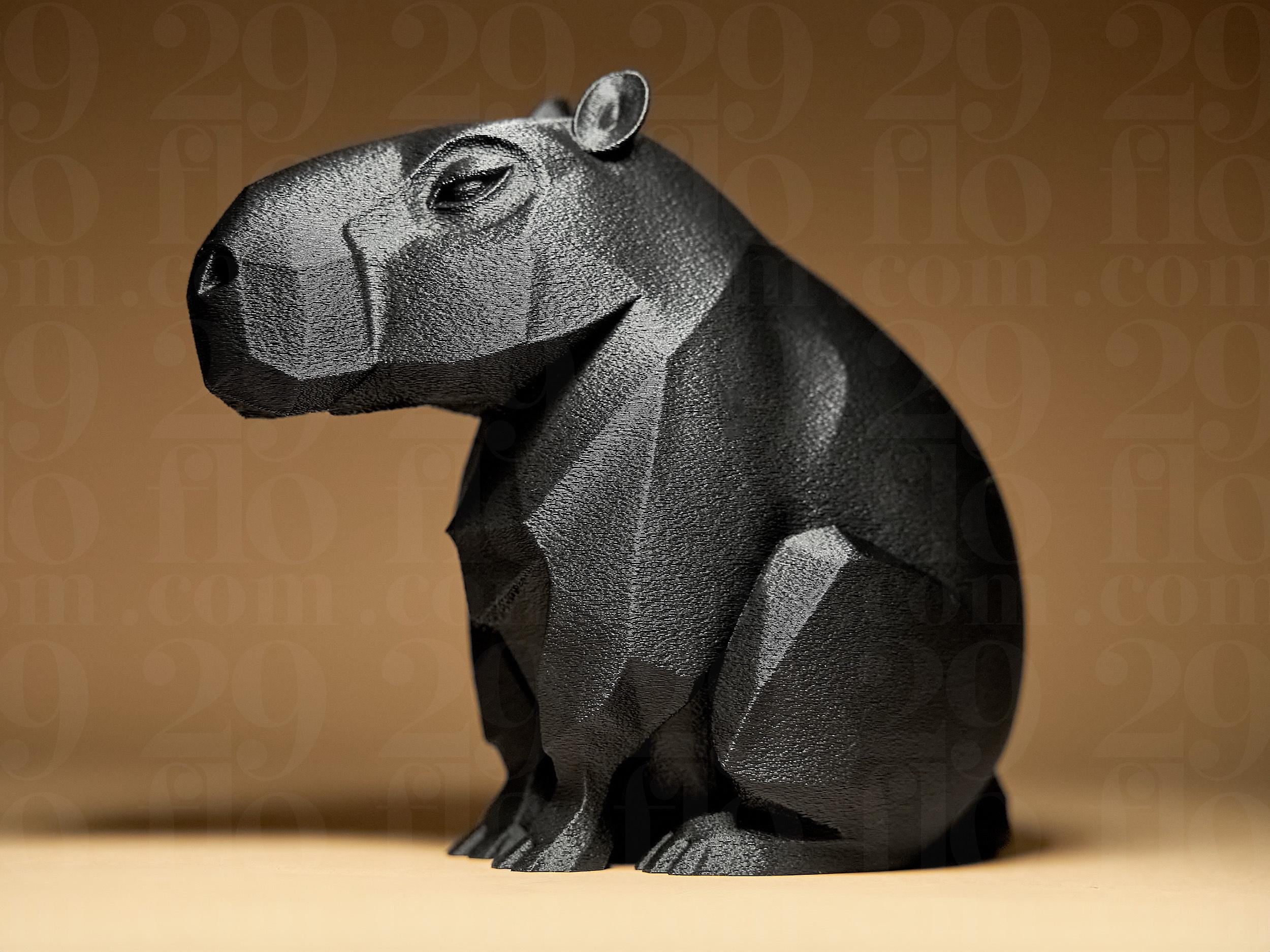 Geometrisches Capybara – Moderne Dekofigur im Low-Poly-Design | Schwarze Kunstfigur | Stilvolle Tier-Skulptur aus 3D-Druck Fehn-factory.de