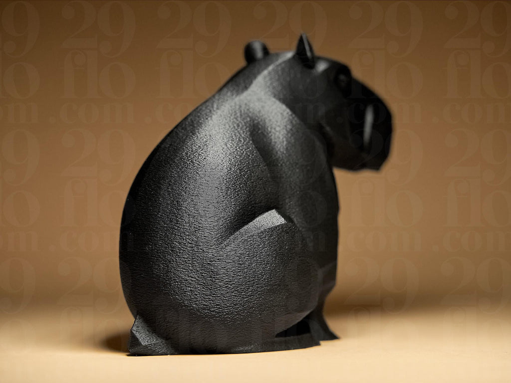 Geometrisches Capybara – Moderne Dekofigur im Low-Poly-Design | Schwarze Kunstfigur | Stilvolle Tier-Skulptur aus 3D-Druck Fehn-factory.de
