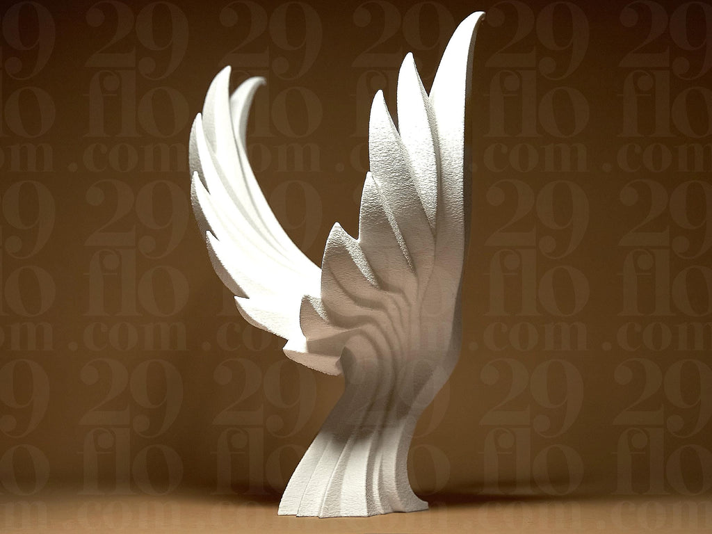 Elegante Phönix Skulptur – Abstrakte Dekofigur mit Flügeln | Moderne Phoenix Statue aus 3D-Druck | Symbol für Neuanfang & Stärke Fehn-factory.de