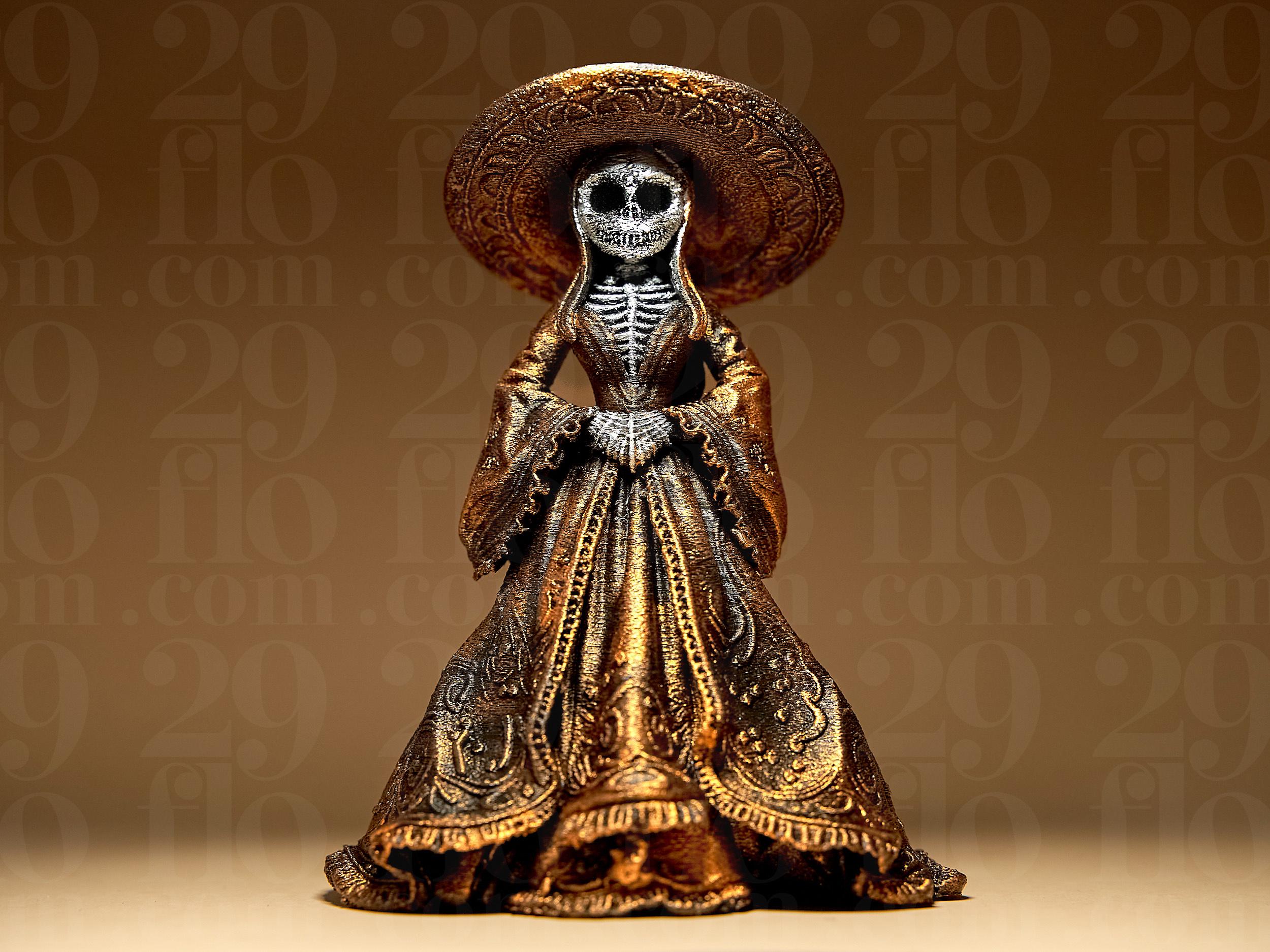Dia de los Muertos Figur Skelett Dame mit Kleid und Hut – Halloween Deko Mexiko Fehn-factory.de