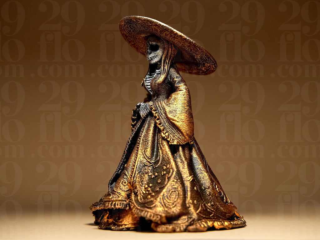Dia de los Muertos Figur Skelett Dame mit Kleid und Hut – Halloween Deko Mexiko Fehn-factory.de