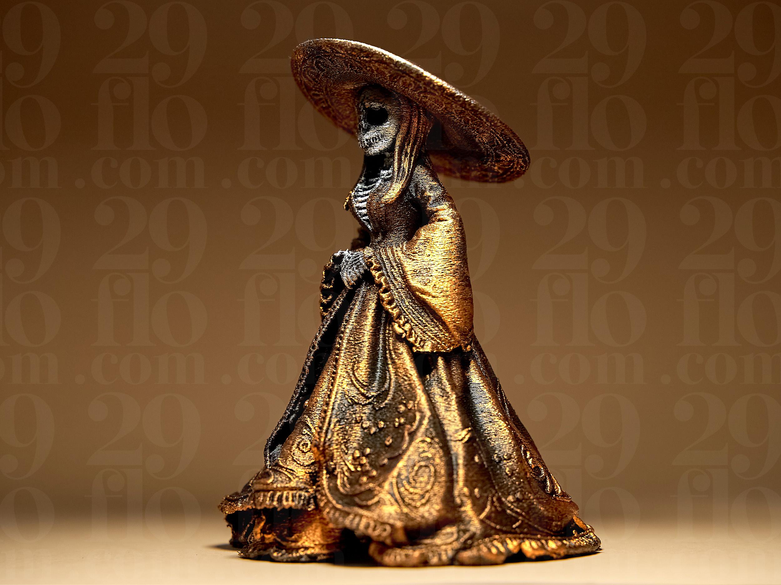 Dia de los Muertos Figur Skelett Dame mit Kleid und Hut – Halloween Deko Mexiko Fehn-factory.de