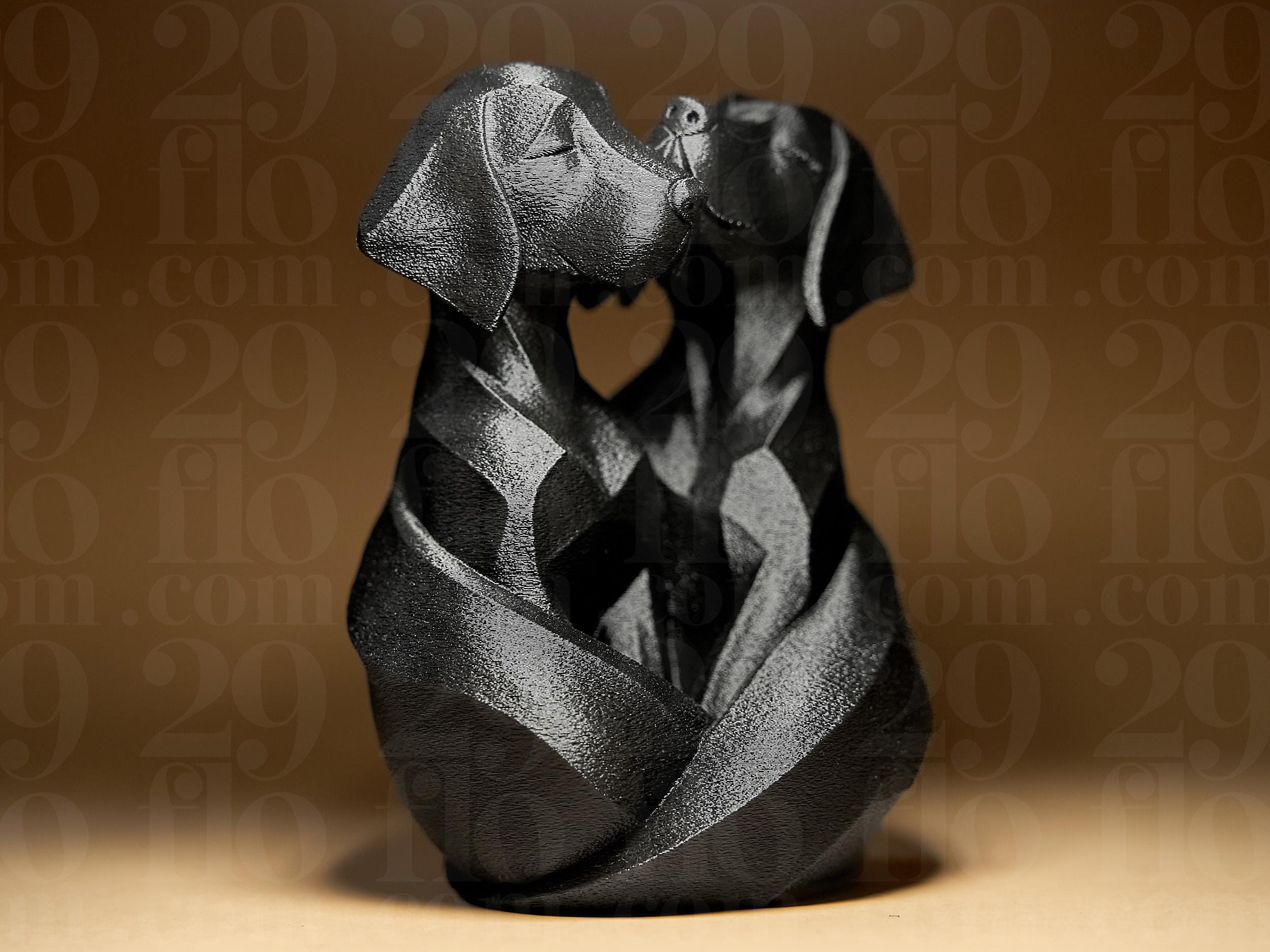 Zwei Labradore in Liebe – Abstrakte Hunde Skulptur | Romantische Tierfigur | Symbol für Treue & Zuneigung | Moderne 3D-Dekofigur Fehn-factory.de