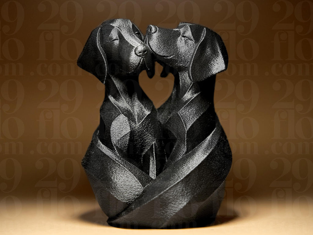 Zwei Labradore in Liebe – Abstrakte Hunde Skulptur | Romantische Tierfigur | Symbol für Treue & Zuneigung | Moderne 3D-Dekofigur Fehn-factory.de