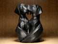 Zwei Labradore in Liebe – Abstrakte Hunde Skulptur | Romantische Tierfigur | Symbol für Treue & Zuneigung | Moderne 3D-Dekofigur Fehn-factory.de