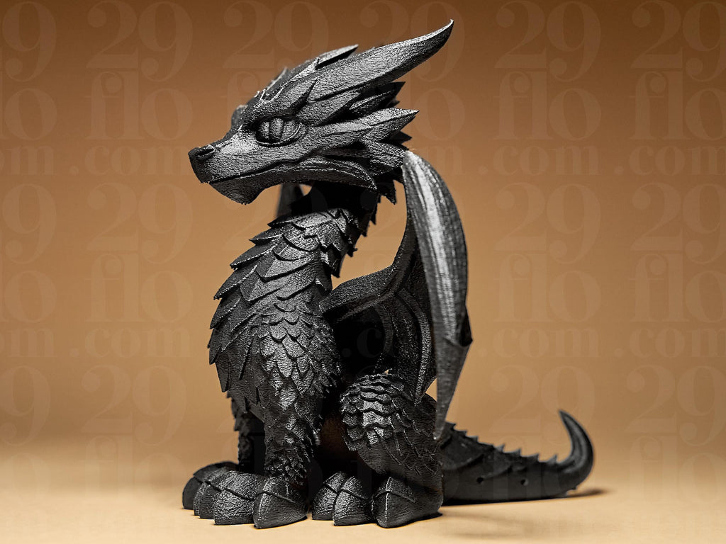 Drachen Skulptur – Detailreiche Fantasy-Figur | Handbemalte Drachenstatue in Schwarz oder Gold | 3D-Kunstwerk für Deko & Sammler Fehn-factory.de
