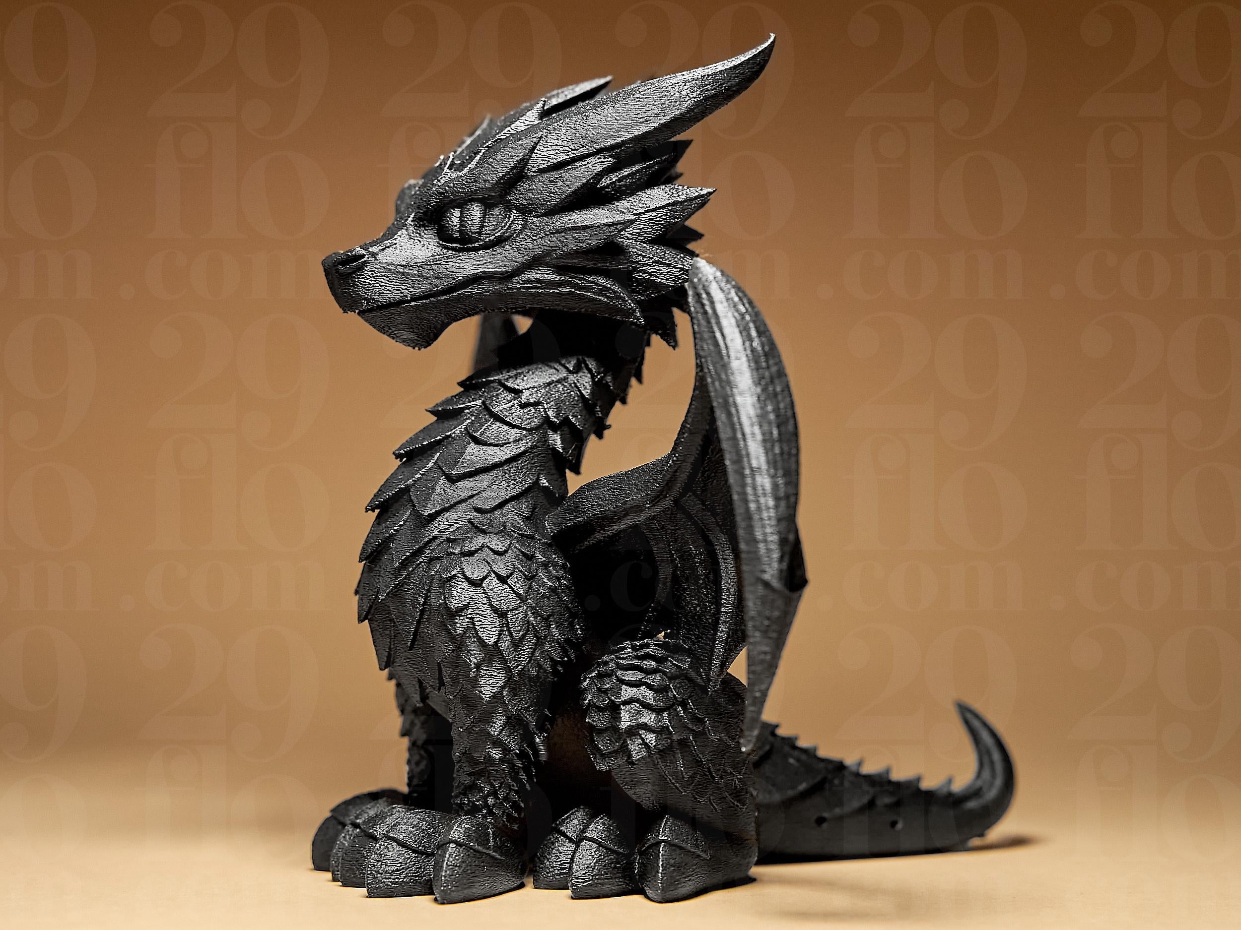 Drachen Skulptur – Detailreiche Fantasy-Figur | Handbemalte Drachenstatue in Schwarz oder Gold | 3D-Kunstwerk für Deko & Sammler Fehn-factory.de