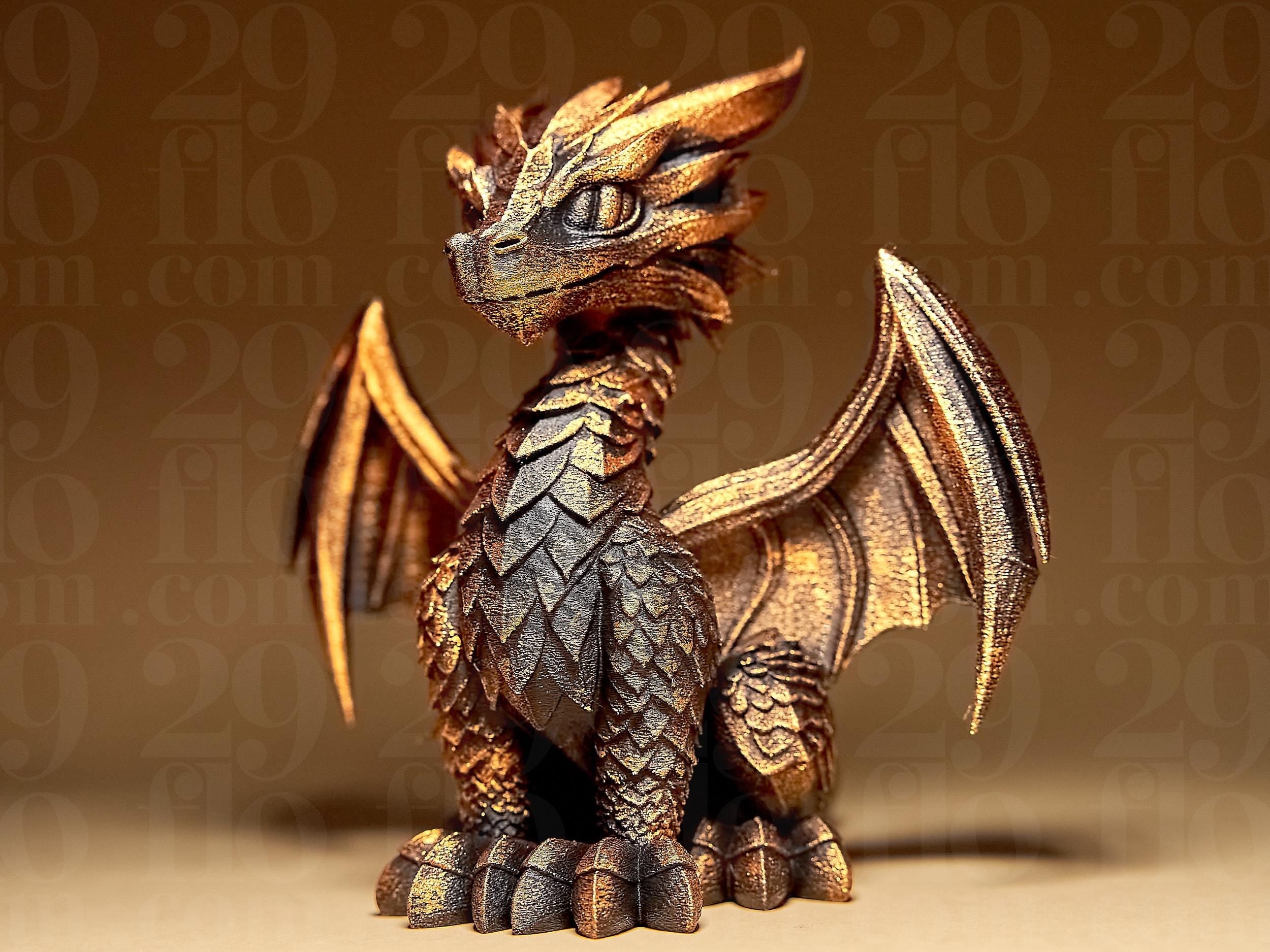 Drachen Skulptur – Detailreiche Fantasy-Figur | Handbemalte Drachenstatue in Schwarz oder Gold | 3D-Kunstwerk für Deko & Sammler Fehn-factory.de