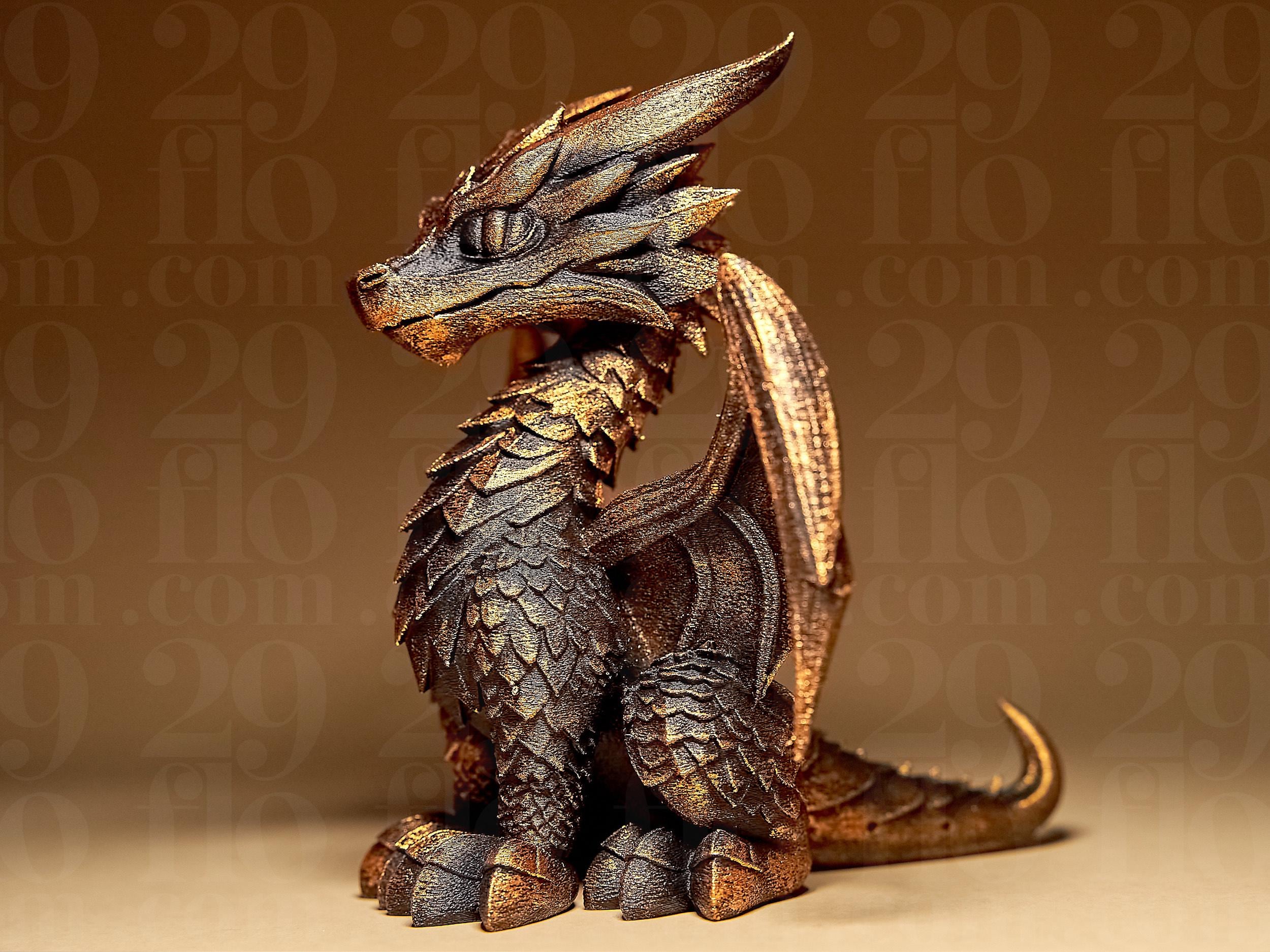 Drachen Skulptur – Detailreiche Fantasy-Figur | Handbemalte Drachenstatue in Schwarz oder Gold | 3D-Kunstwerk für Deko & Sammler Fehn-factory.de