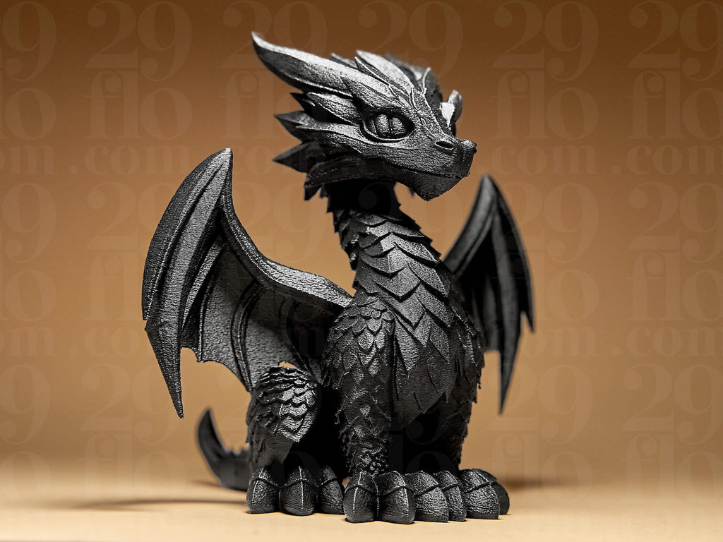Drachen Skulptur – Detailreiche Fantasy-Figur | Handbemalte Drachenstatue in Schwarz oder Gold | 3D-Kunstwerk für Deko & Sammler Fehn-factory.de