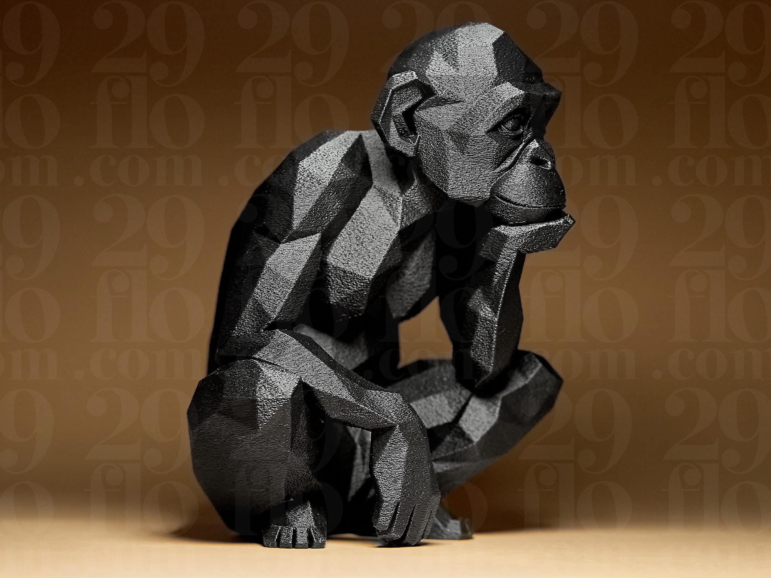 Geometric Monkey – Moderne Affen Skulptur | Abstrakte Tierfigur | Stilvolle 3D-Deko im polygonalen Design Fehn-factory.de