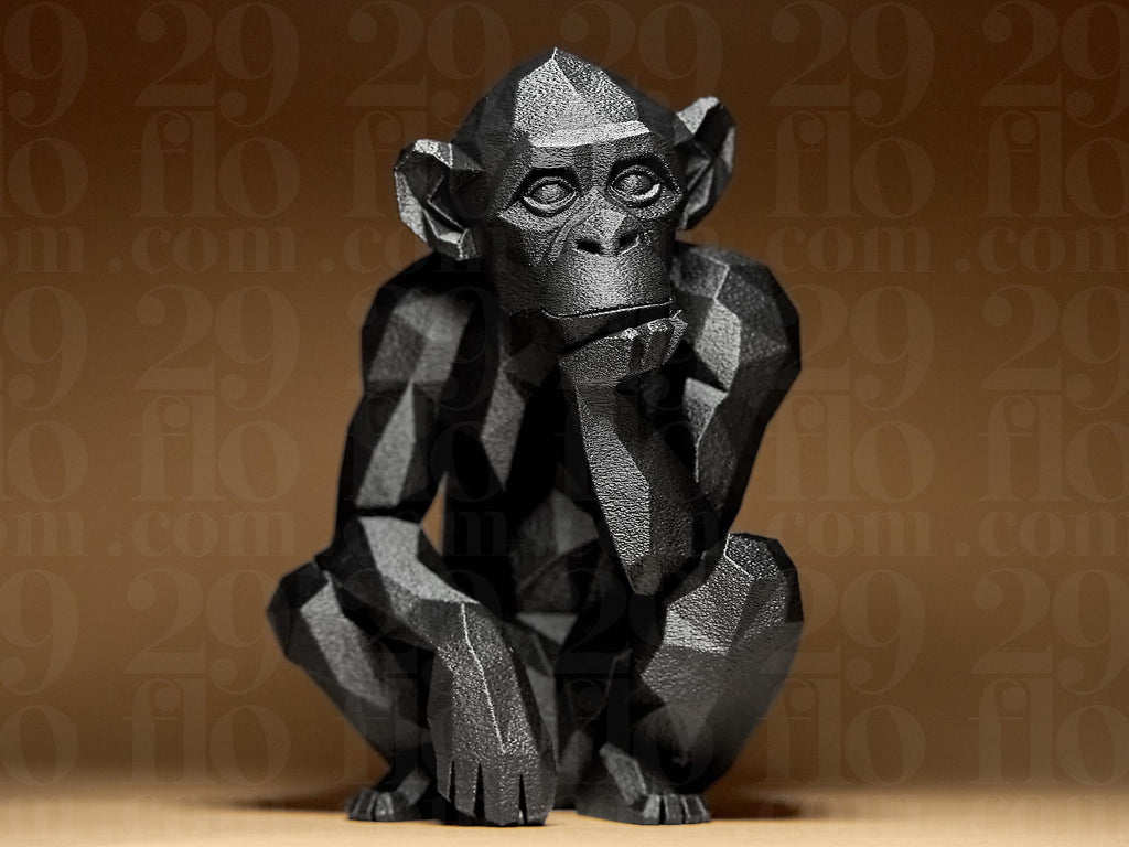 Geometric Monkey – Moderne Affen Skulptur | Abstrakte Tierfigur | Stilvolle 3D-Deko im polygonalen Design Fehn-factory.de