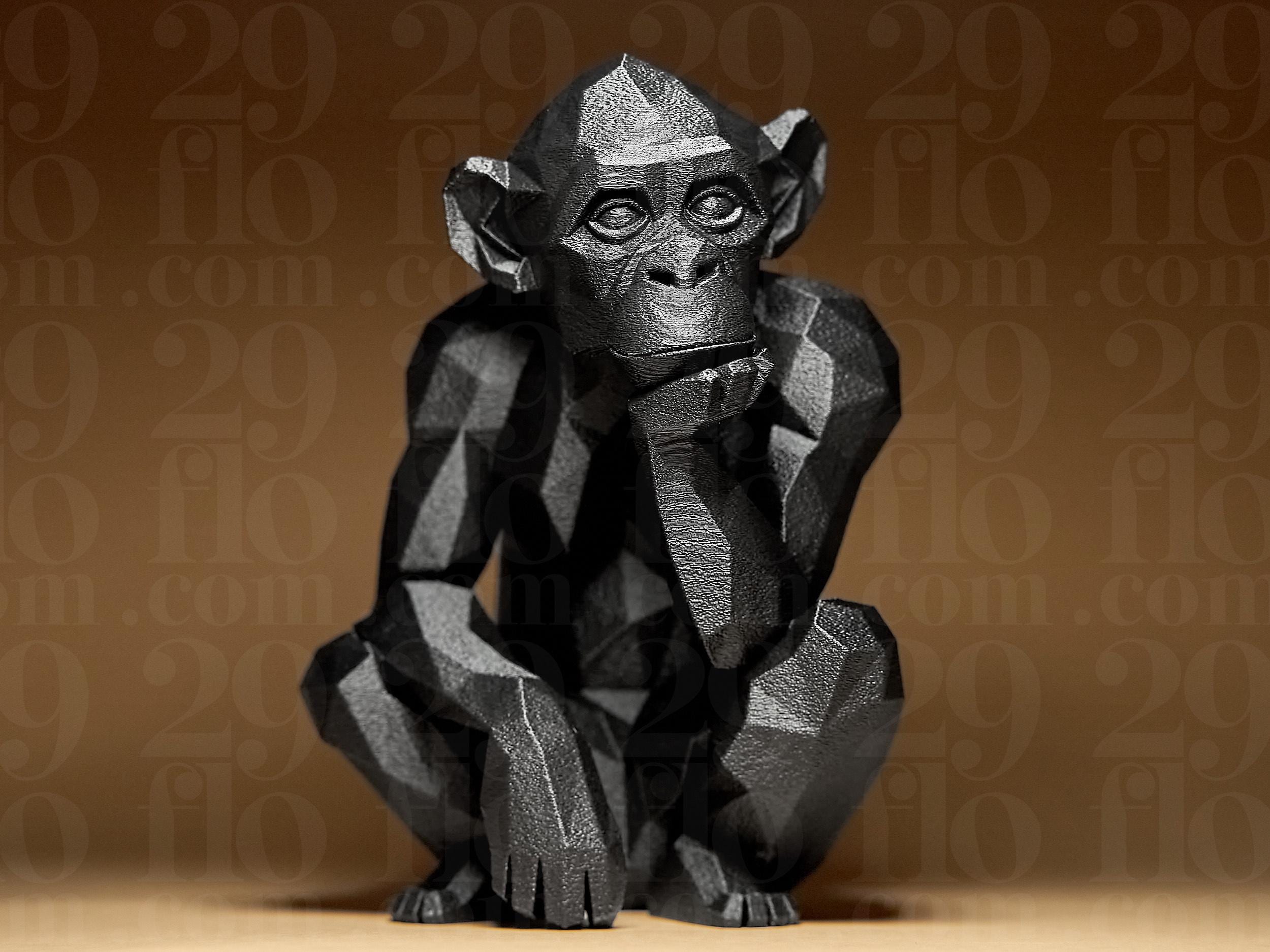 Geometric Monkey – Moderne Affen Skulptur | Abstrakte Tierfigur | Stilvolle 3D-Deko im polygonalen Design Fehn-factory.de