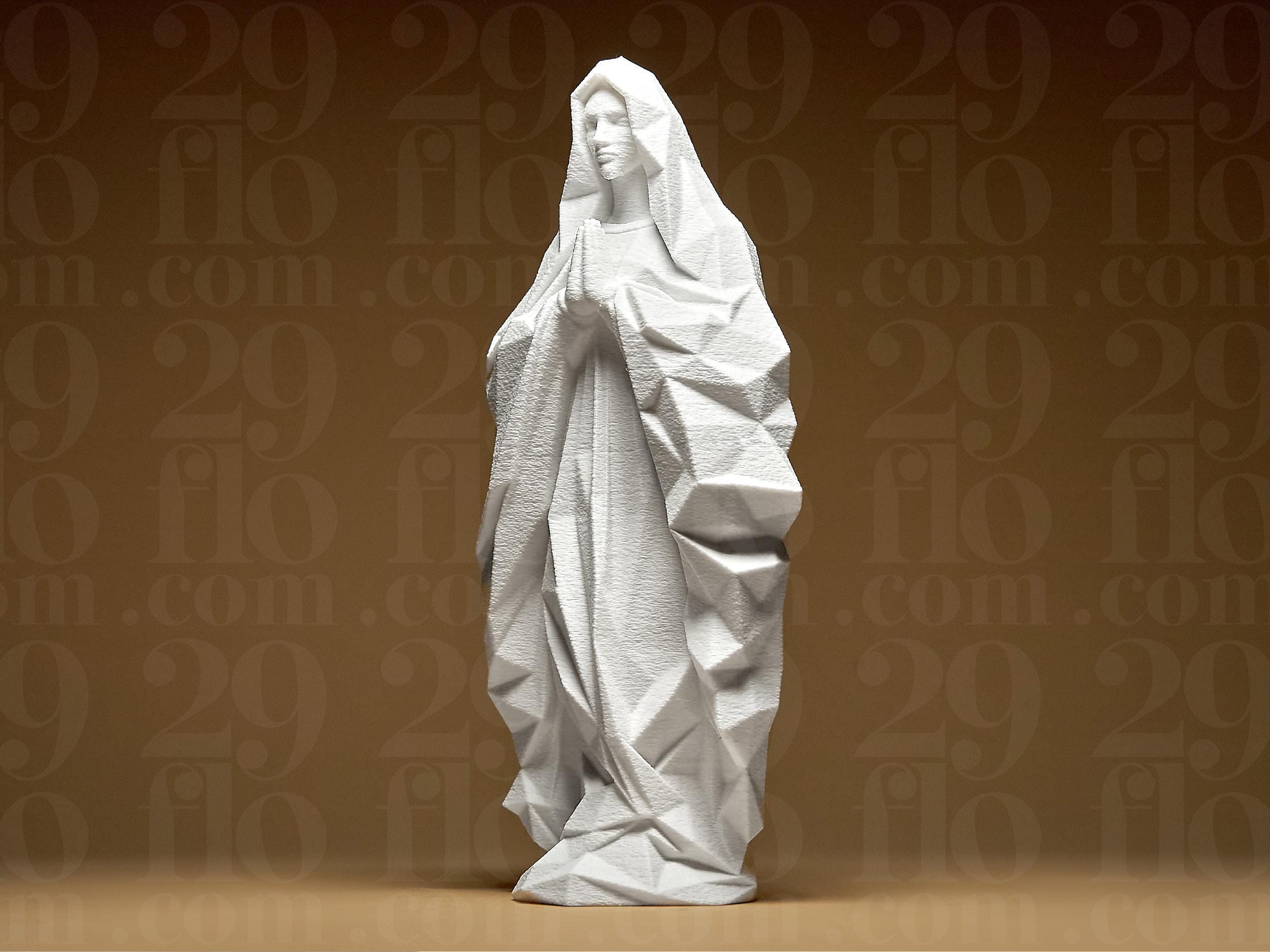 Geometric Saint Mary Statue – Moderne Marienfigur | Polygonale Heilige Maria Statue | Zeitlose 3D-Kunst für Zuhause oder Andachtsraum Fehn-factory.de