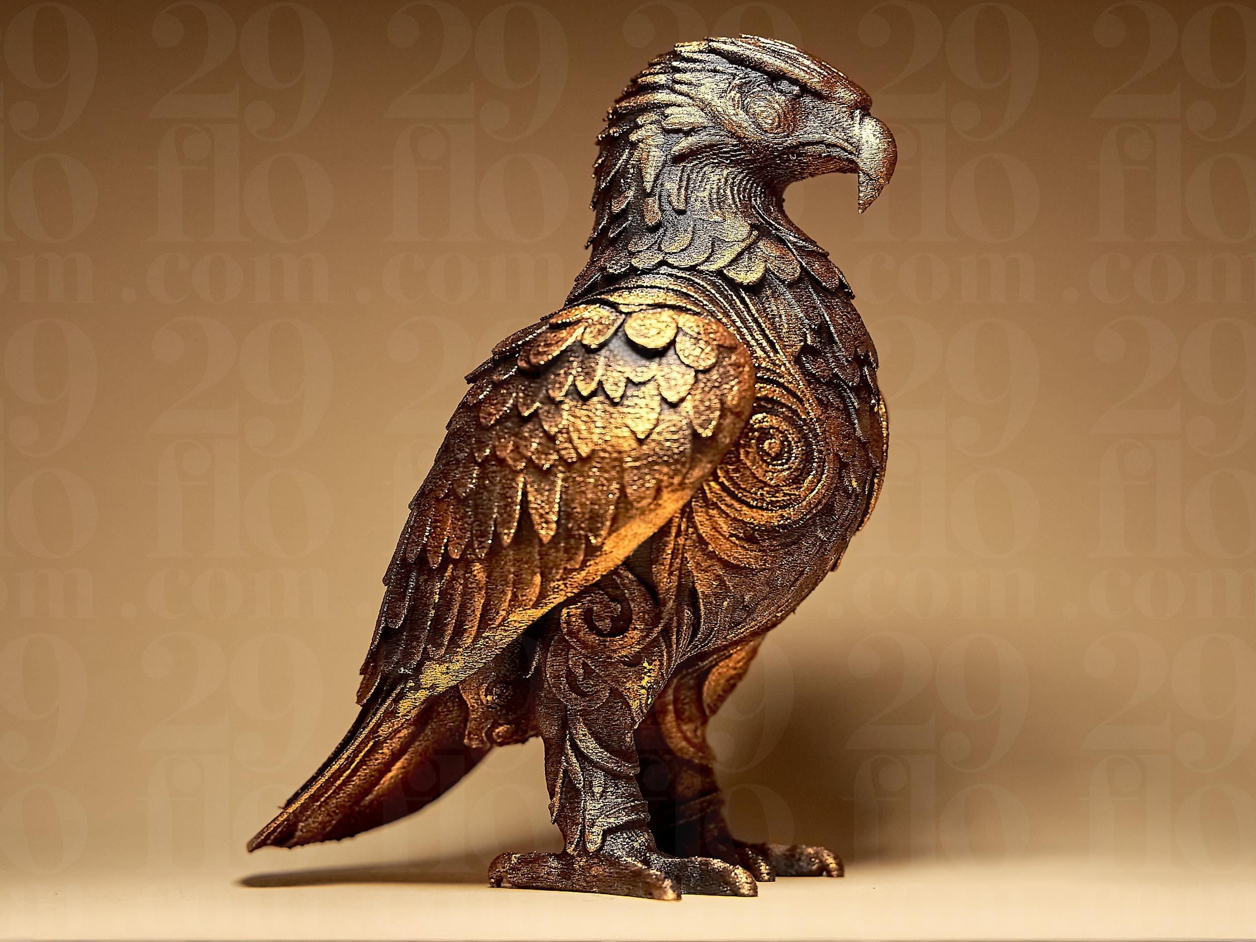 EAGLE Sculpture | 3D-gedruckte Design-Skulptur | Adler Figur in Schwarz oder handbemalt in Gold | Majestätische Deko | Designers Edition Fehn-factory.de