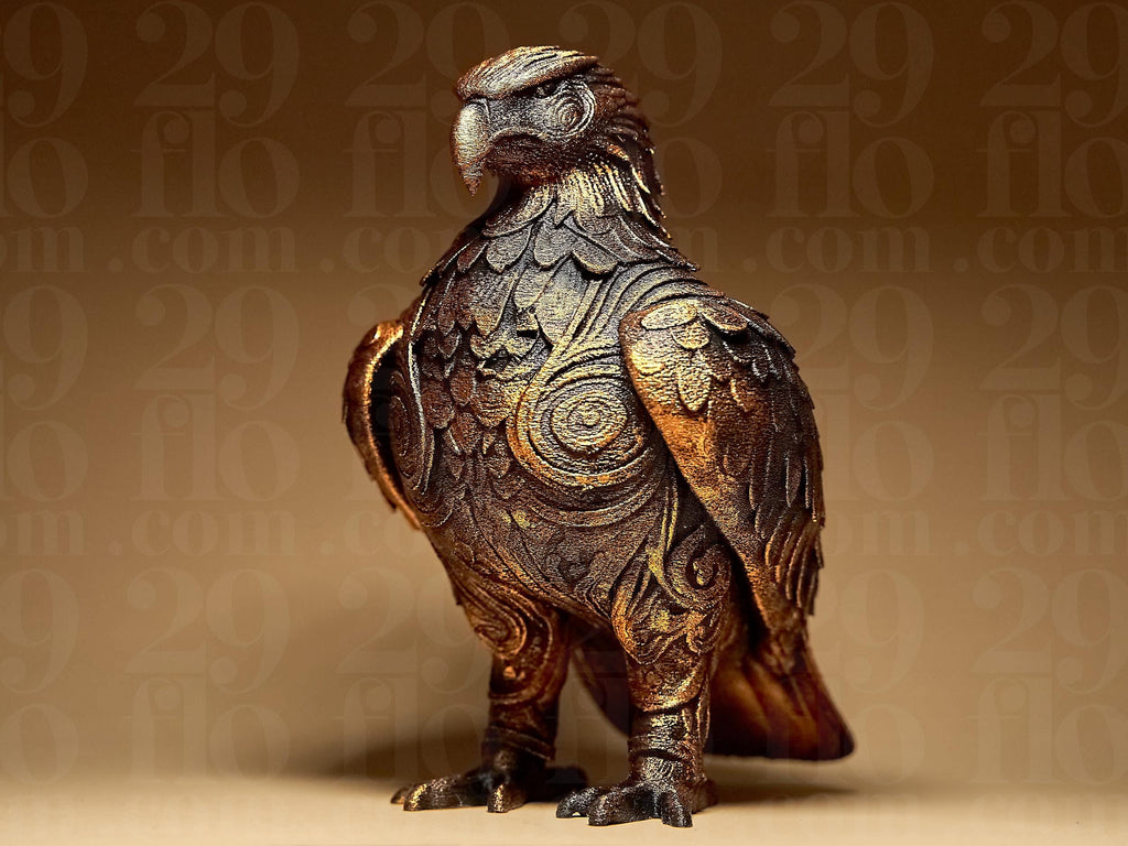 EAGLE Sculpture | 3D-gedruckte Design-Skulptur | Adler Figur in Schwarz oder handbemalt in Gold | Majestätische Deko | Designers Edition Fehn-factory.de