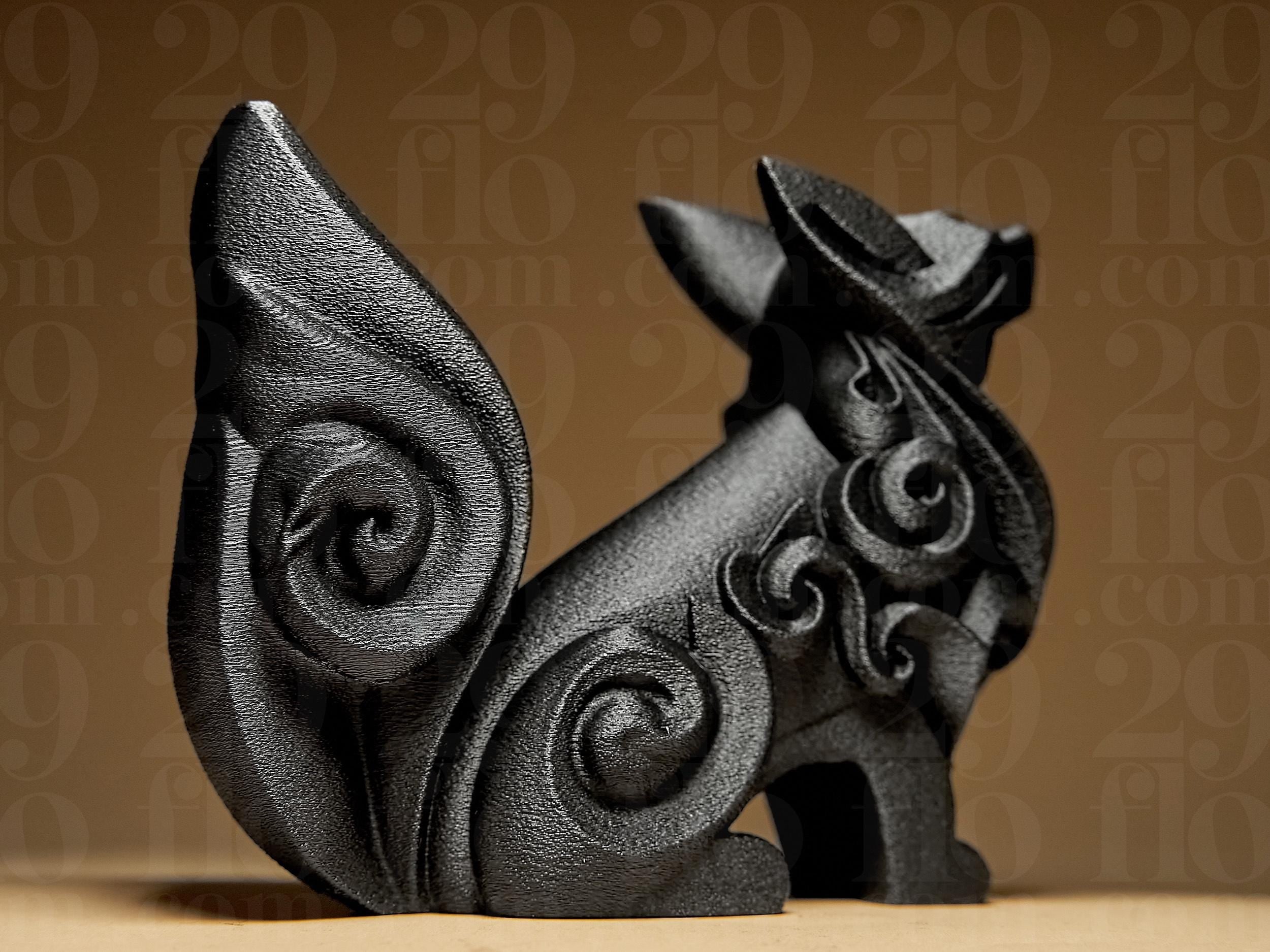 Abstract Dog #3 | Schwarze 3D-gedruckte Designfigur | Moderne Hundeskulptur | Stylische Deko | 29Flo Design Fehn-factory.de