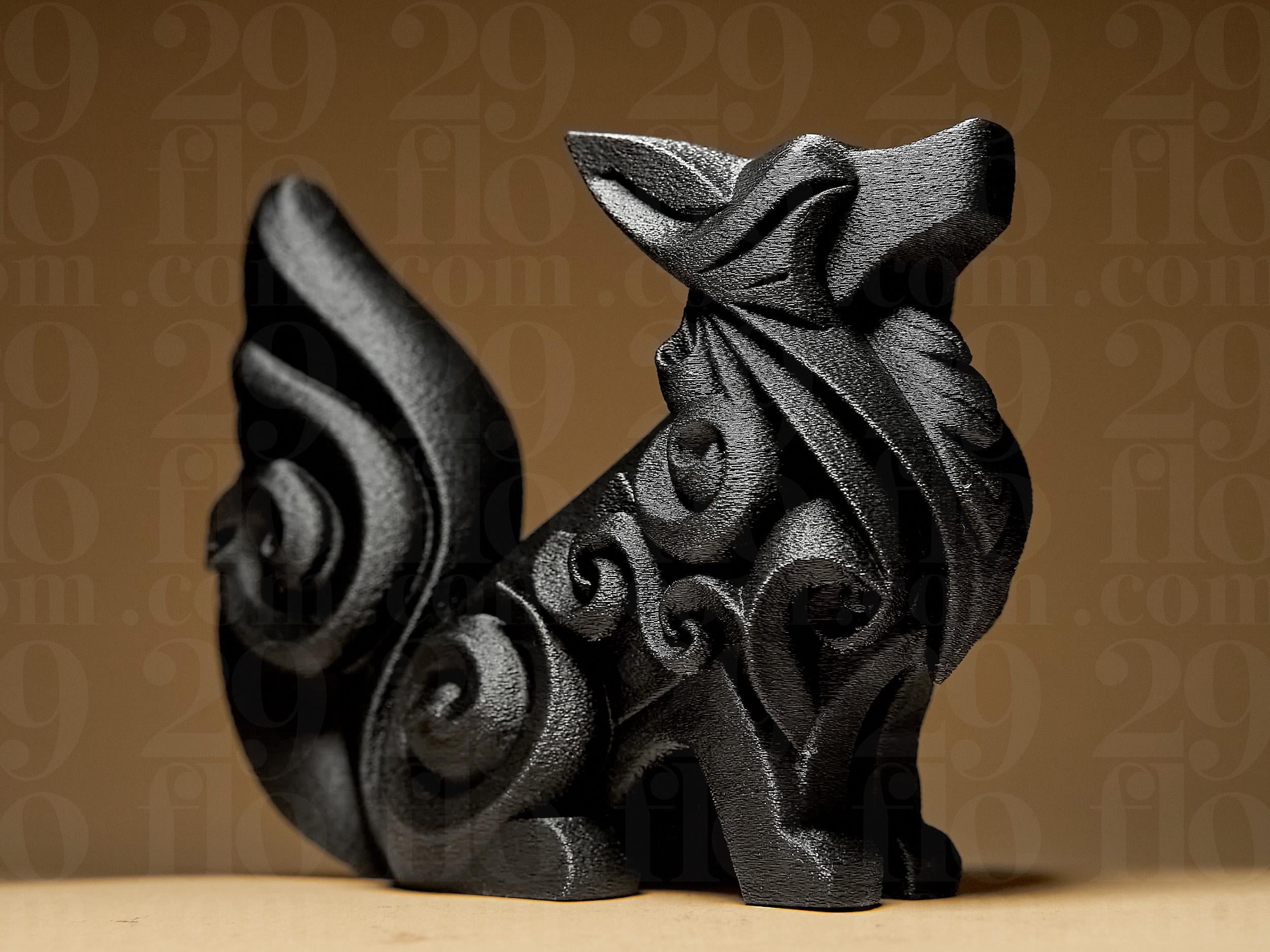 Abstract Dog #3 | Schwarze 3D-gedruckte Designfigur | Moderne Hundeskulptur | Stylische Deko | 29Flo Design Fehn-factory.de