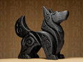 Abstract Dog #2 | Schwarze 3D-gedruckte Designerfigur | Moderne Hundeskulptur | Geometrische Kunst | 29Flo Black Series Fehn-factory.de