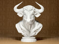 Elegant BULL Sculpture | Weiße 3D-gedruckte Stier-Büste | Moderne Tierfigur | 29Flo White Series | Luxus Dekoobjekt Fehn-factory.de