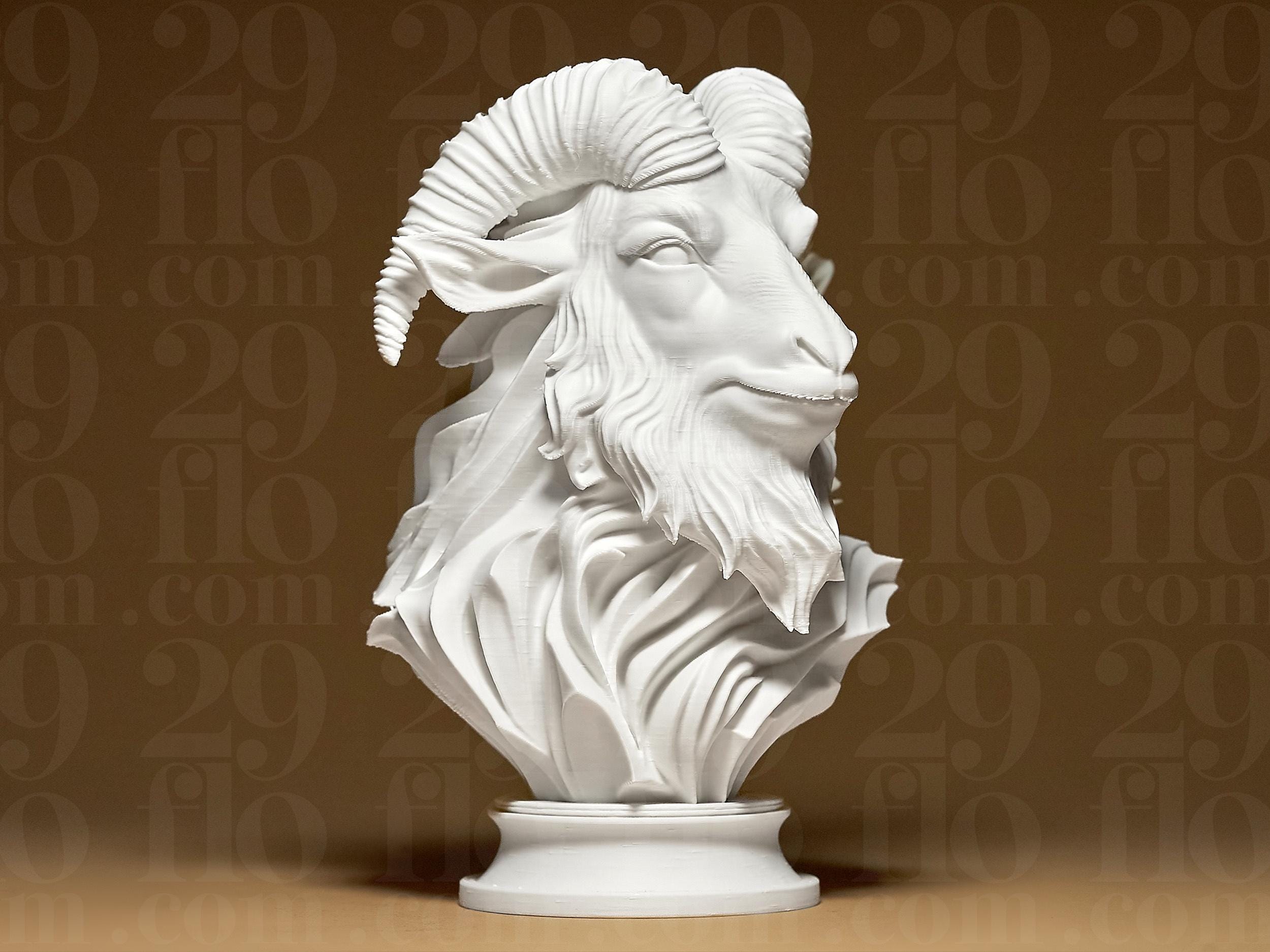 Elegant GOAT Sculpture | Weiße 3D-gedruckte Ziegen-Büste | Moderne Tierfigur | 29Flo White Series | Exklusive Dekofigur Fehn-factory.de