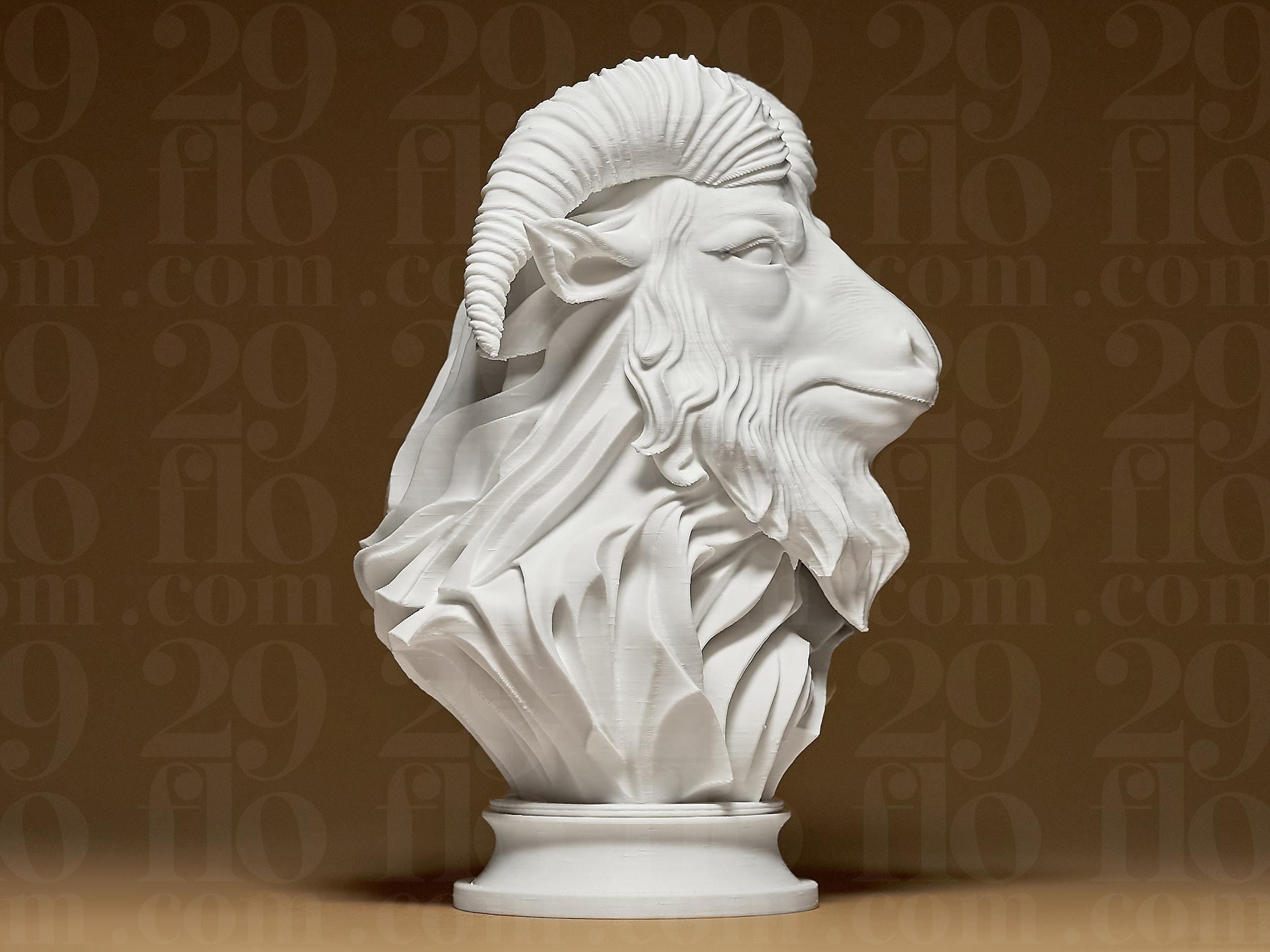 Elegant GOAT Sculpture | Weiße 3D-gedruckte Ziegen-Büste | Moderne Tierfigur | 29Flo White Series | Exklusive Dekofigur Fehn-factory.de