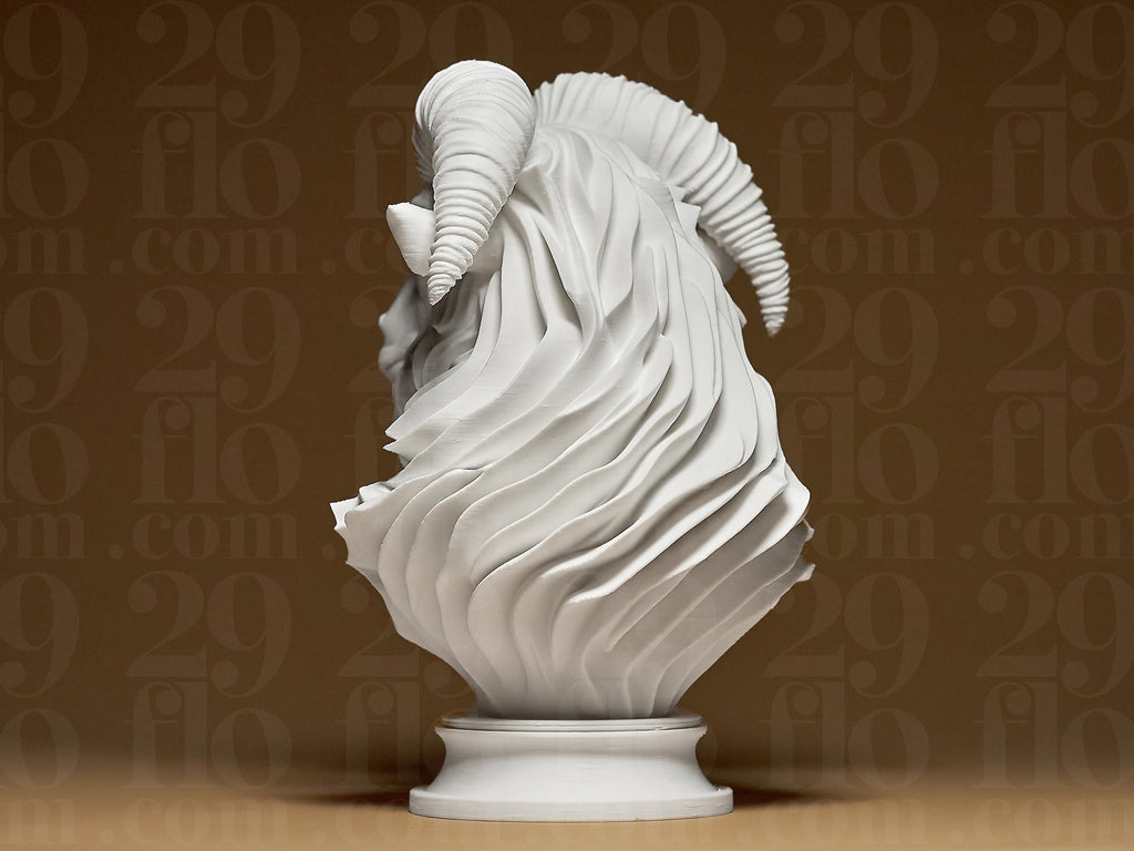 Elegant GOAT Sculpture | Weiße 3D-gedruckte Ziegen-Büste | Moderne Tierfigur | 29Flo White Series | Exklusive Dekofigur Fehn-factory.de